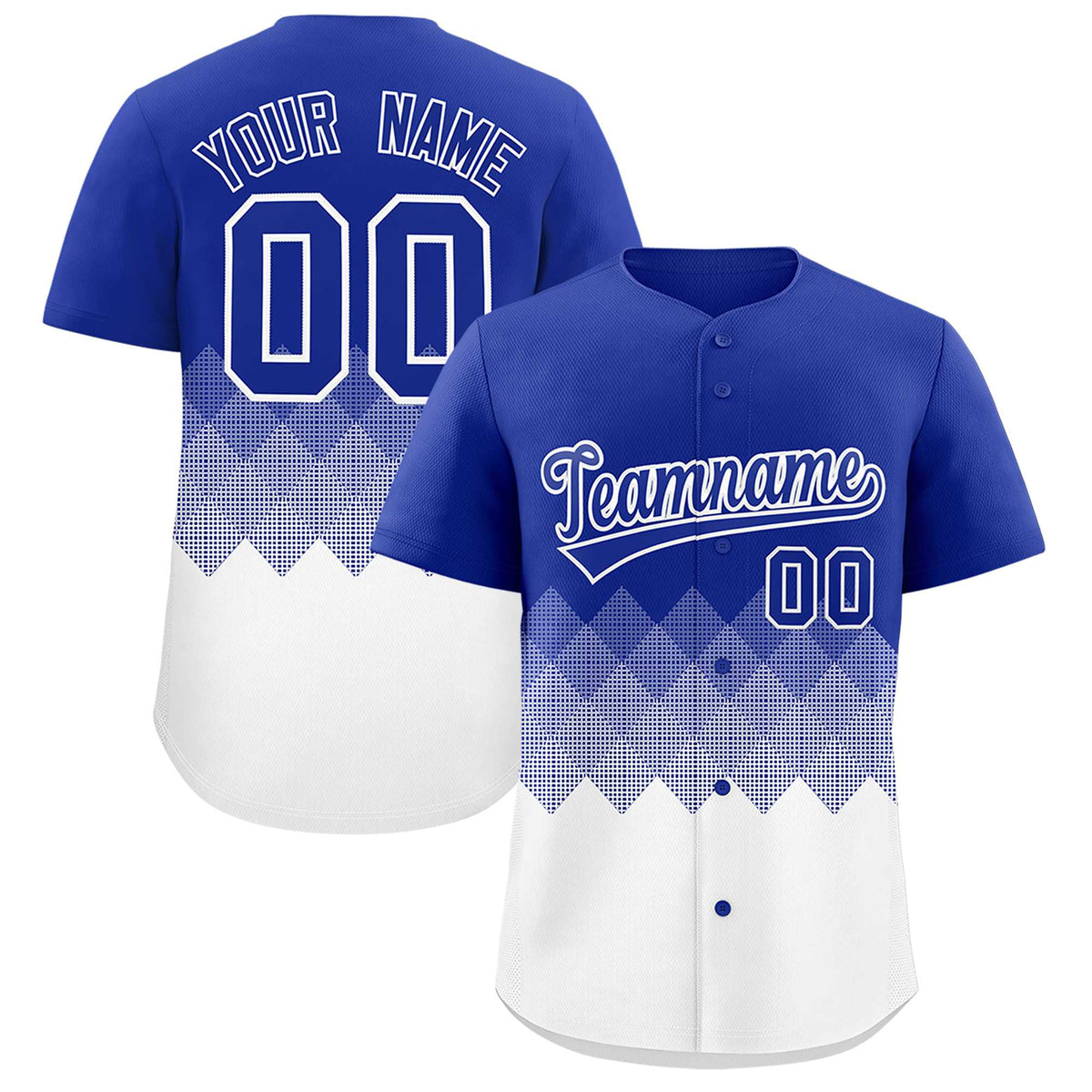 Custom Royal White Grid Blur Pattern Authentic Baseball Jersey