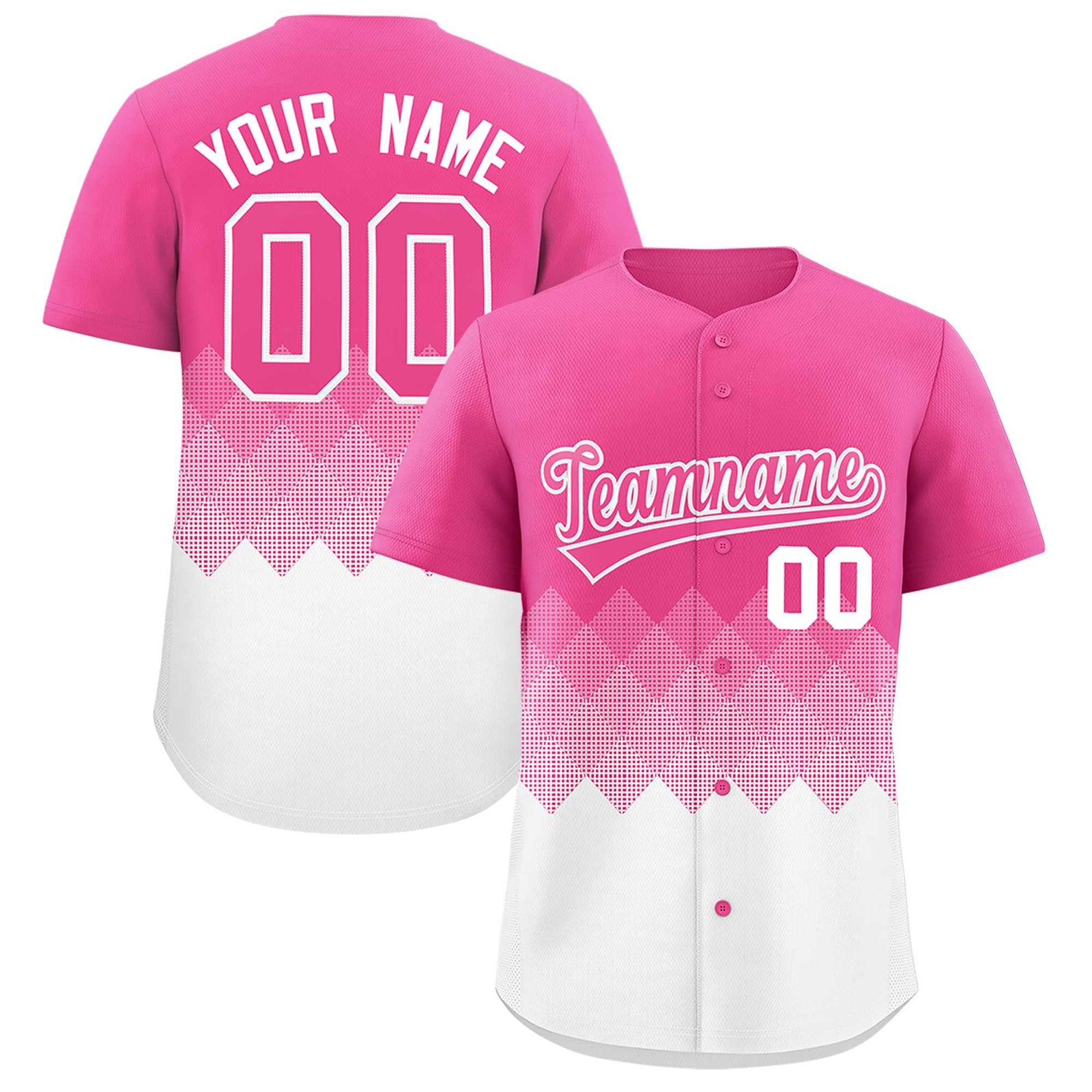 Custom Pink White Grid Blur Pattern Authentic Baseball Jersey