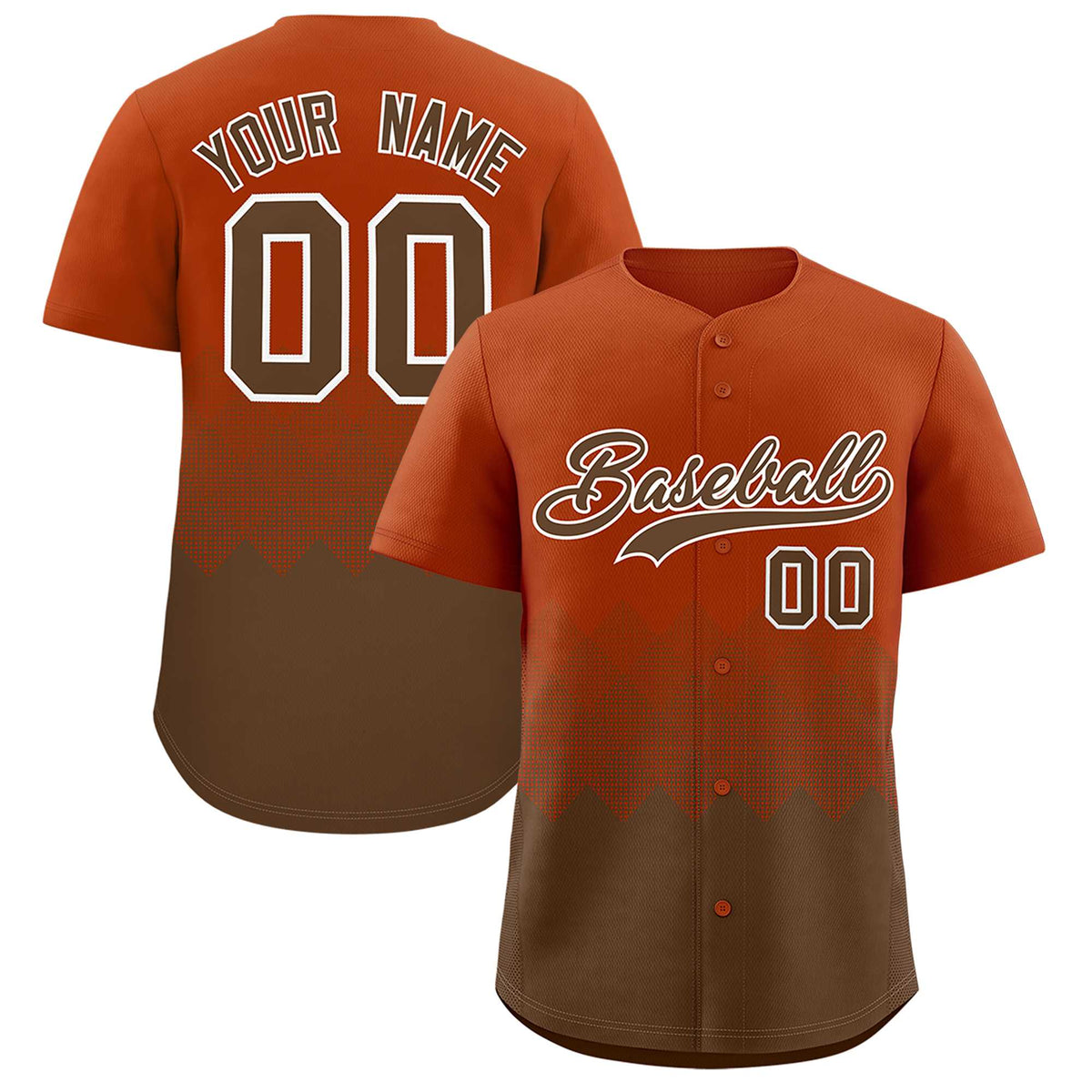 Custom Texas Orange Light Brown Grid Blur Pattern Authentic Baseball Jersey