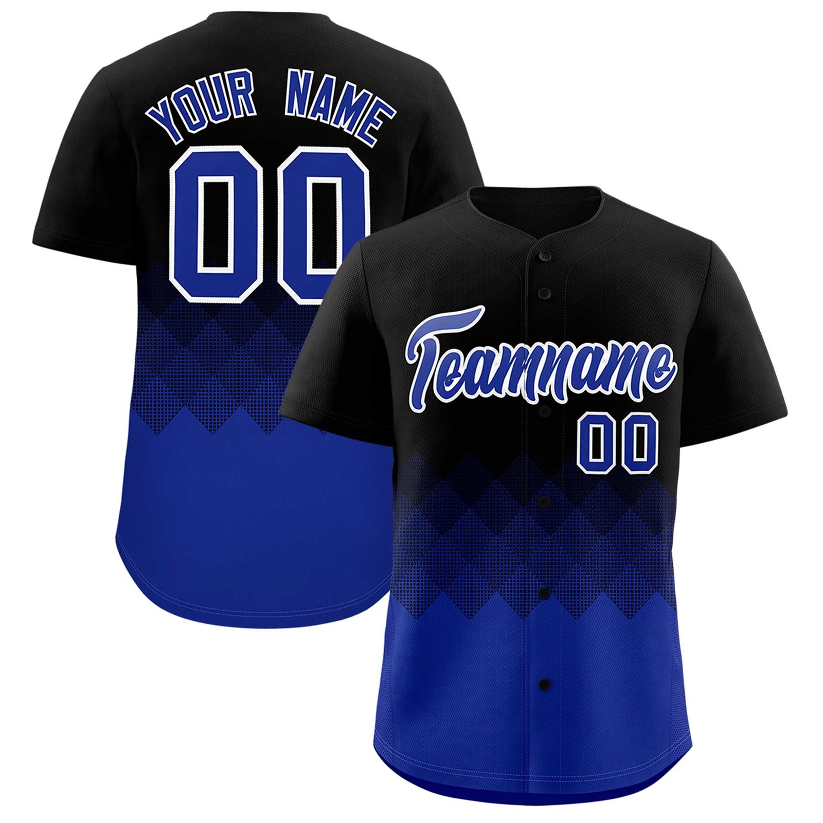 Custom Black Royal Grid Blur Pattern Authentic Baseball Jersey