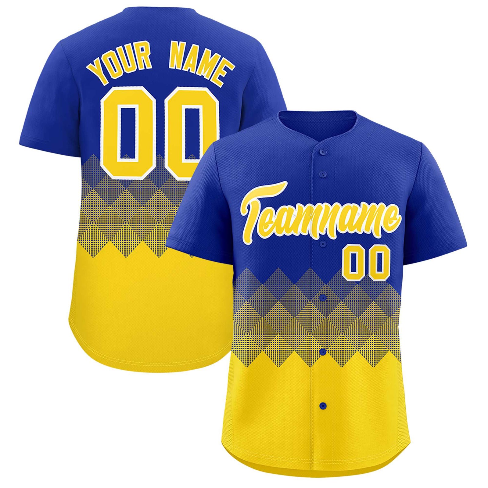 Custom Royal Gold Grid Blur Pattern Authentic Baseball Jersey