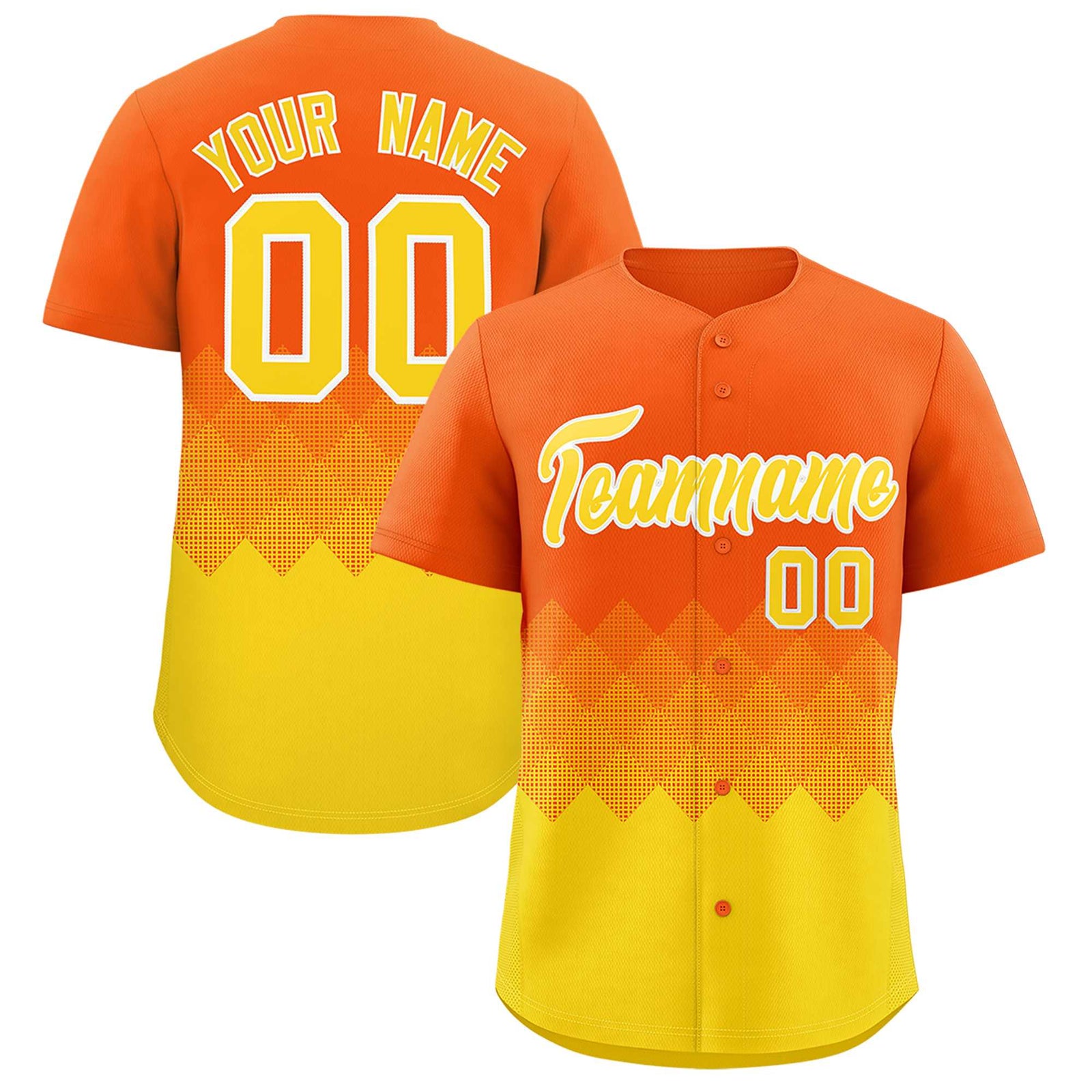 Custom Orange Gold Grid Blur Pattern Authentic Baseball Jersey