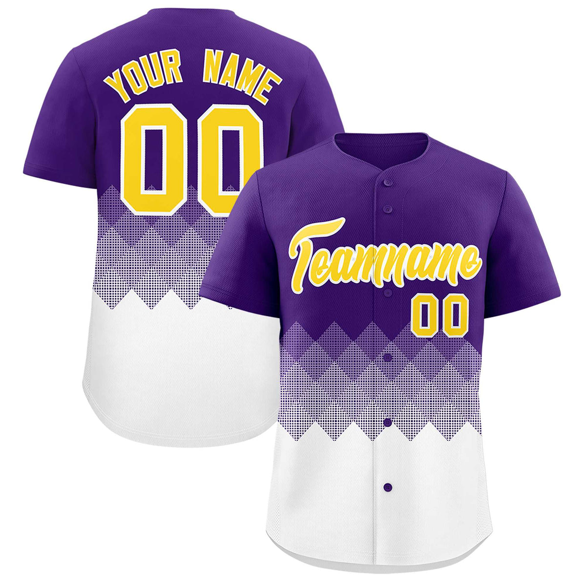 Custom Purple White Grid Blur Pattern Authentic Baseball Jersey
