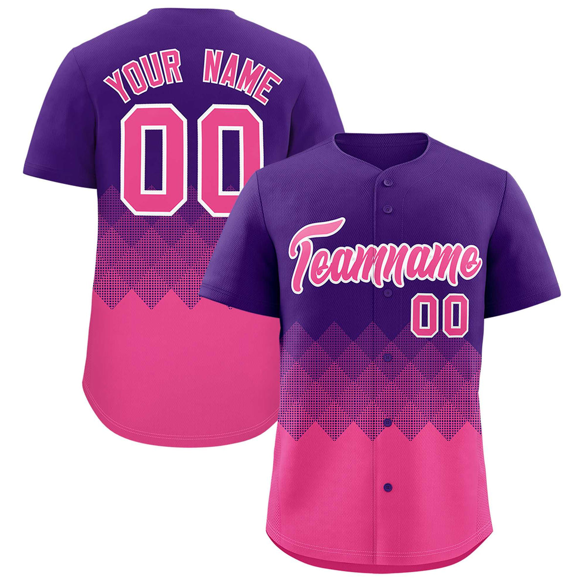 Custom Purple Pink Grid Blur Pattern Authentic Baseball Jersey