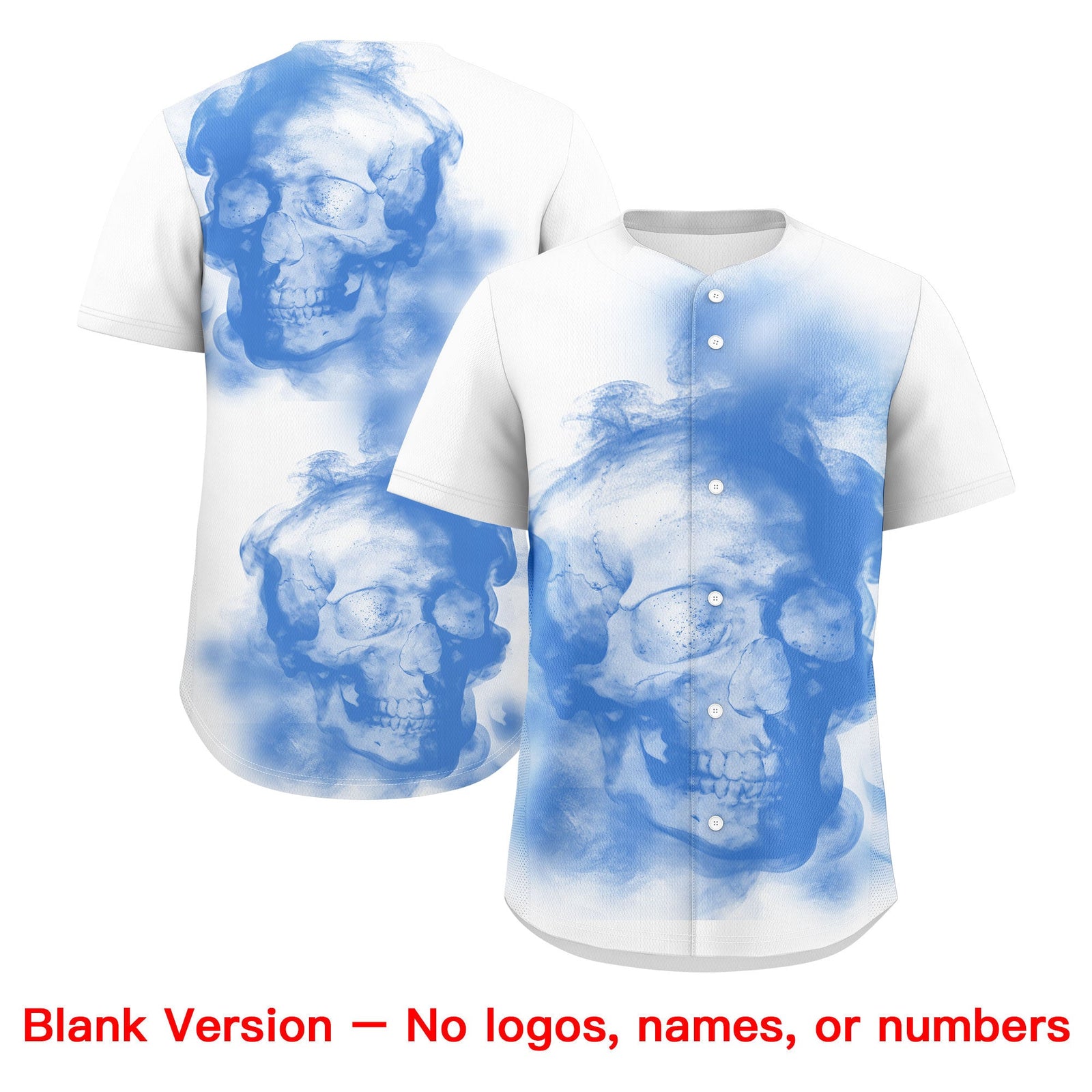 Custom White Powder Blue Pink skeleton Graffiti Pattern Quick Dry Baseball Jersey| KXKSHOP