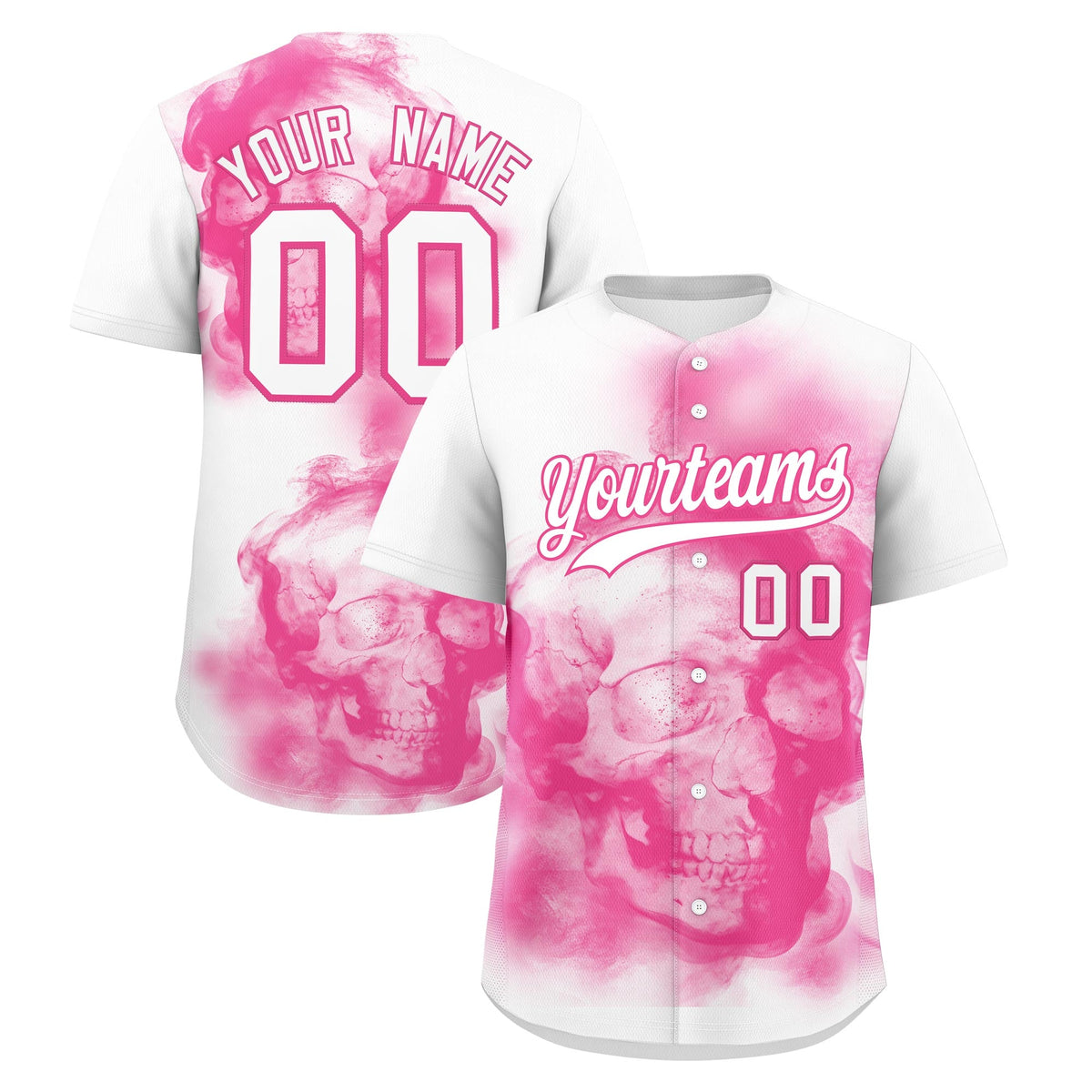 Custom White Pink skeleton Graffiti Pattern Lightweight Baseball Jersey| KXKSHOP