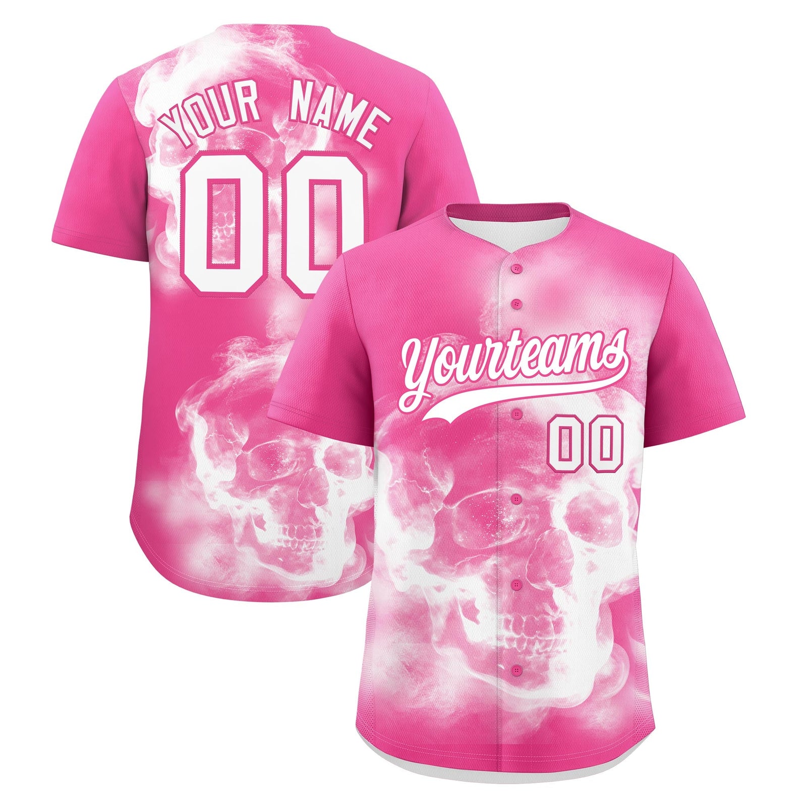 Custom Pink White skeleton Graffiti Pattern Lightweight Baseball Jersey| KXKSHOP