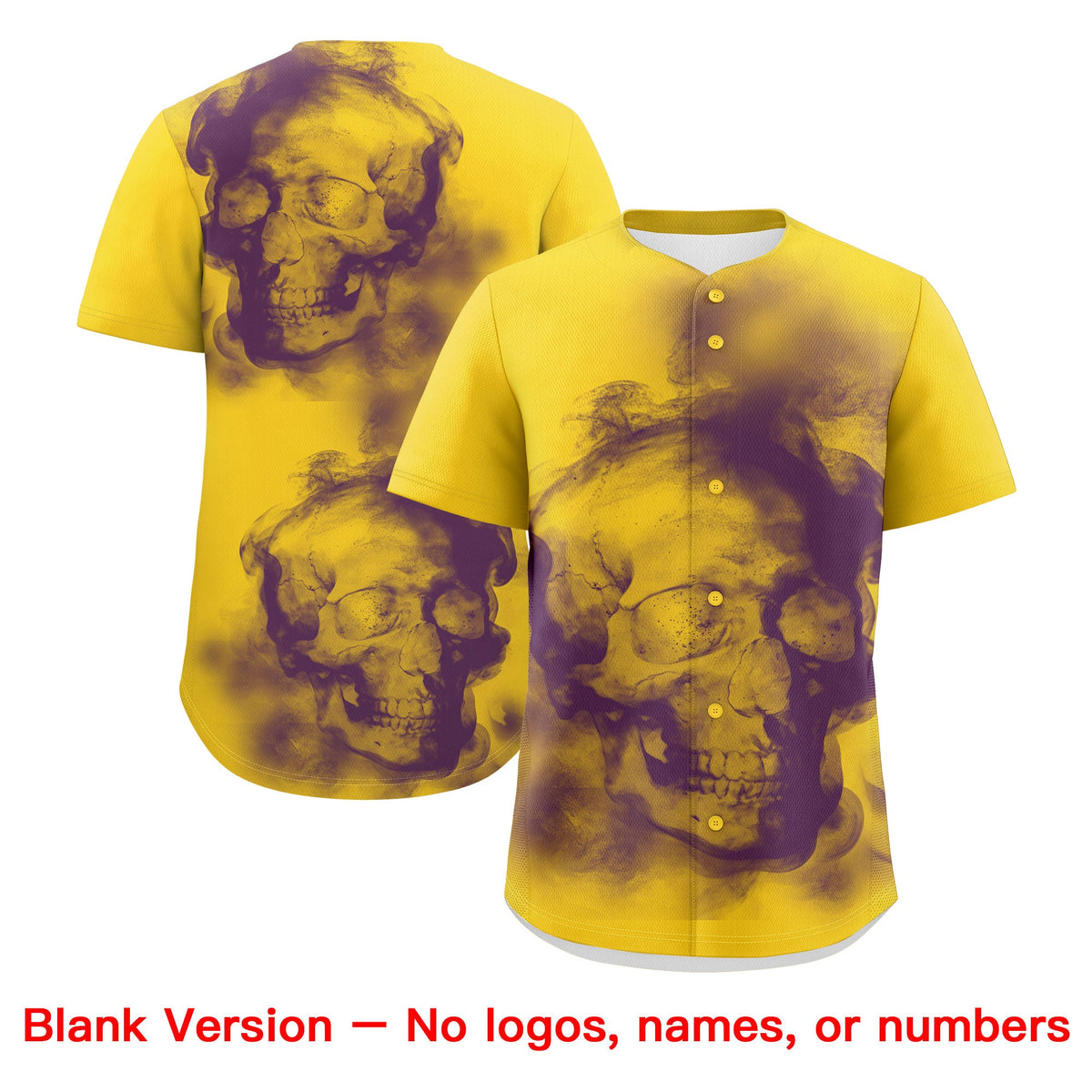 Custom Gold Purple White skeleton Graffiti Pattern Quick Dry Baseball Jersey| KXKSHOP