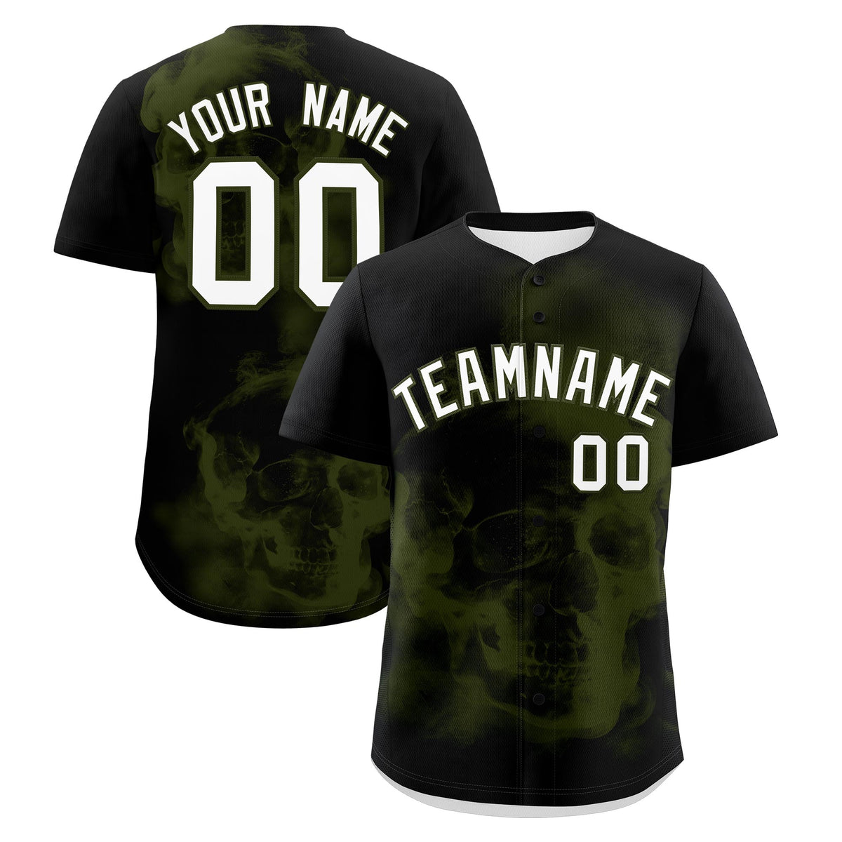 Custom Black Olive White skeleton Graffiti Pattern Lightweight Baseball Jersey| KXKSHOP