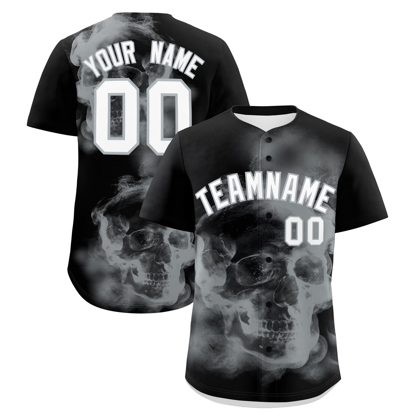 Custom Black Silver White skeleton Graffiti Pattern Lightweight Baseball Jersey| KXKSHOP