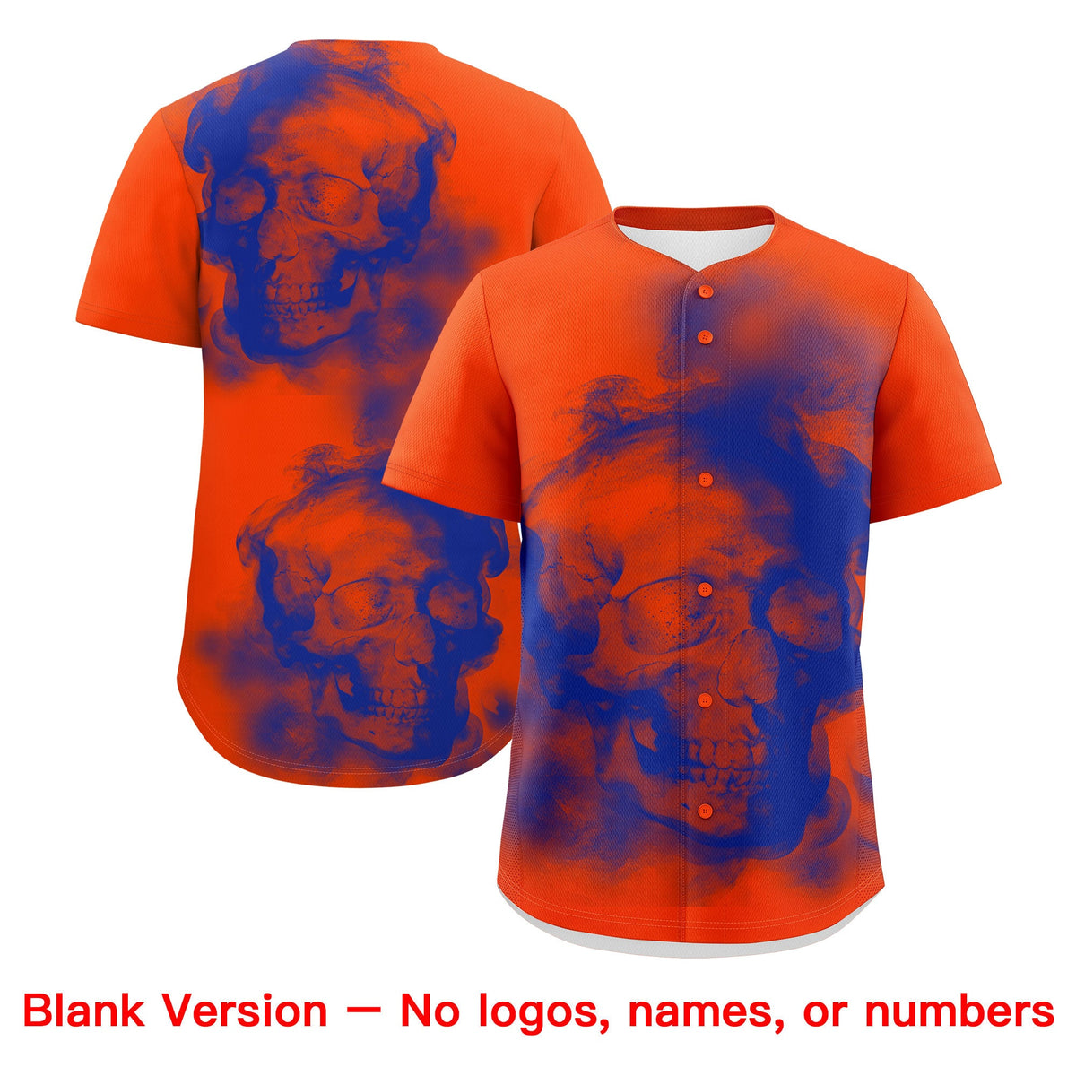 Custom Orange Royal Blue White skeleton Graffiti Pattern Lightweight Baseball Jersey| KXKSHOP