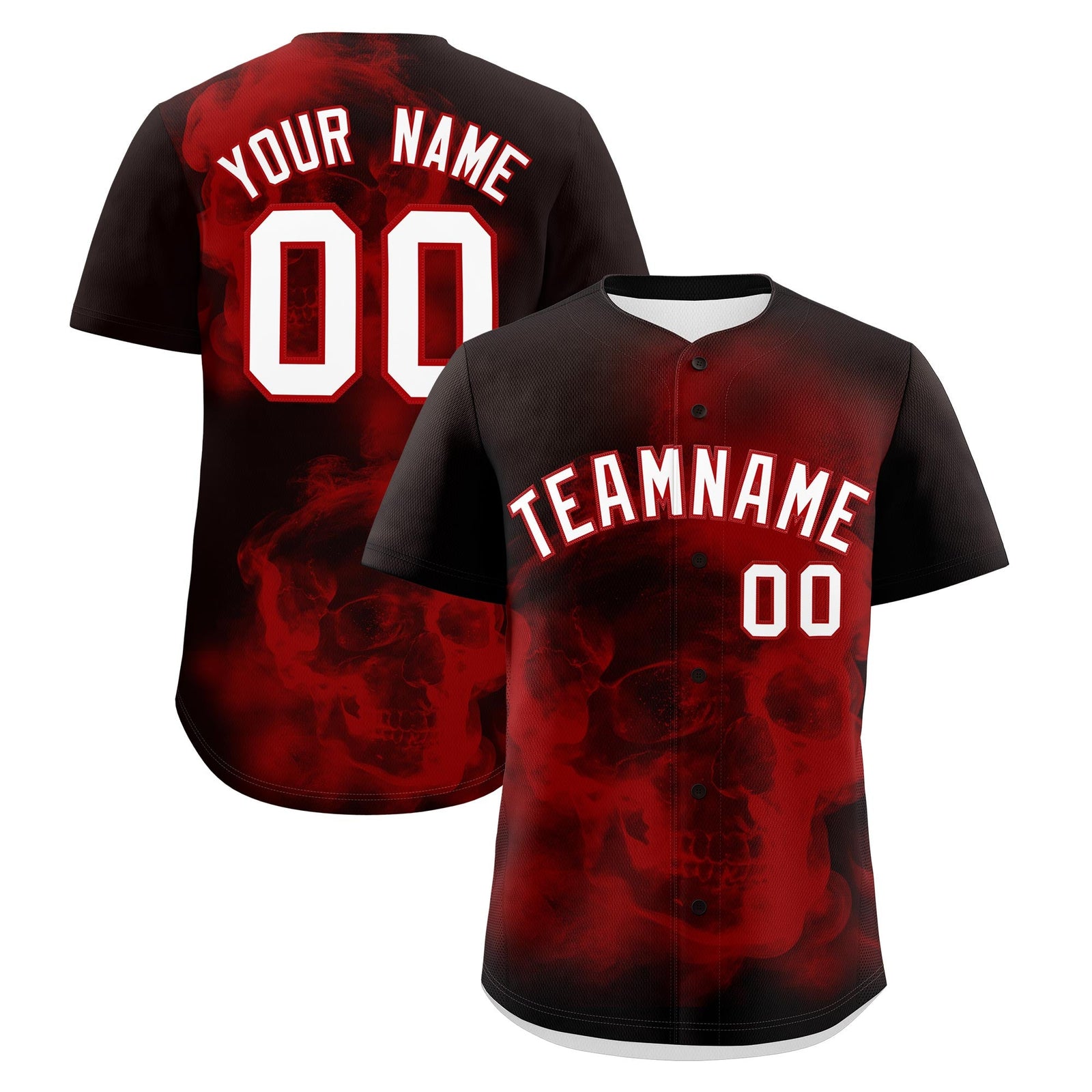 Custom Brown Red White skeleton Graffiti Pattern Lightweight Baseball Jersey| KXKSHOP