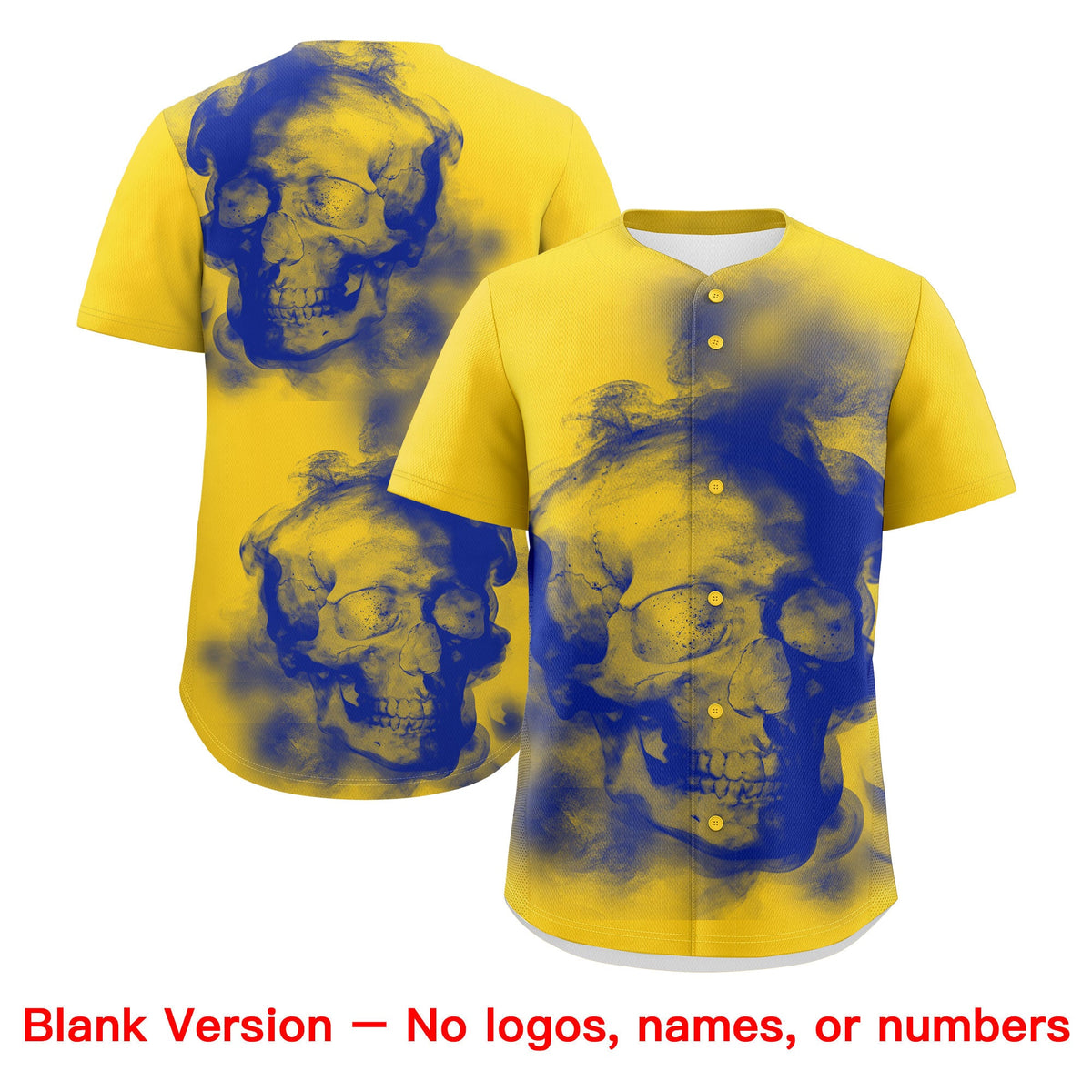 Custom Gold Royal Blue White skeleton Graffiti Pattern Lightweight Baseball Jersey| KXKSHOP