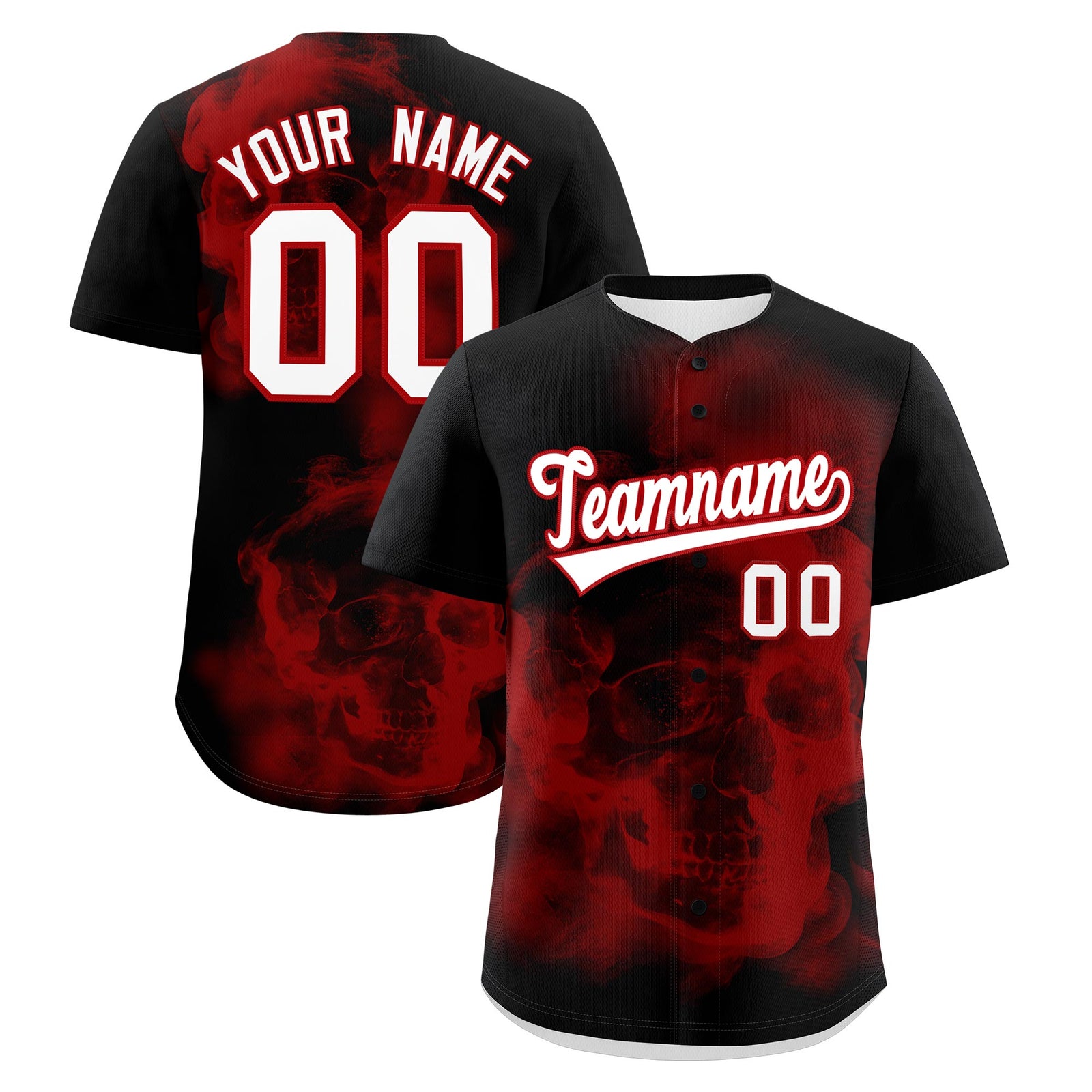 Custom Black Red White skeleton Graffiti Pattern Lightweight Baseball Jersey| KXKSHOP