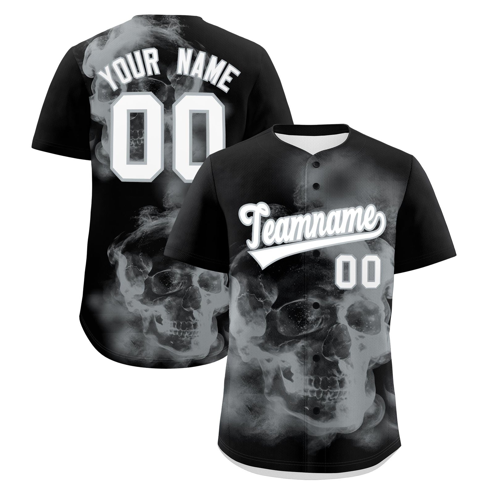 Custom Black Silver White skeleton Graffiti Pattern Lightweight Baseball Jersey| KXKSHOP