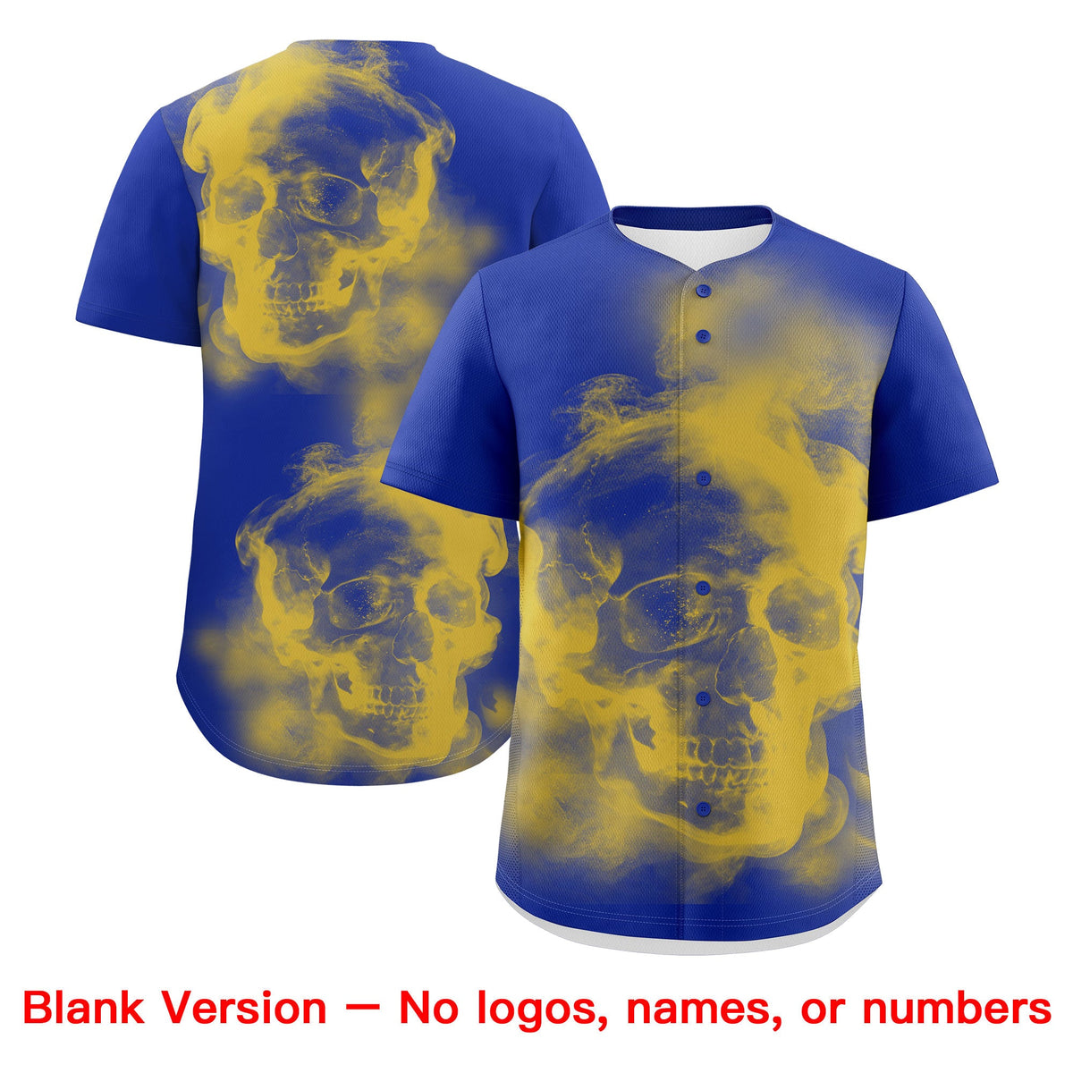 Custom Royal Blue Gold White skeleton Graffiti Pattern Lightweight Baseball Jersey| KXKSHOP