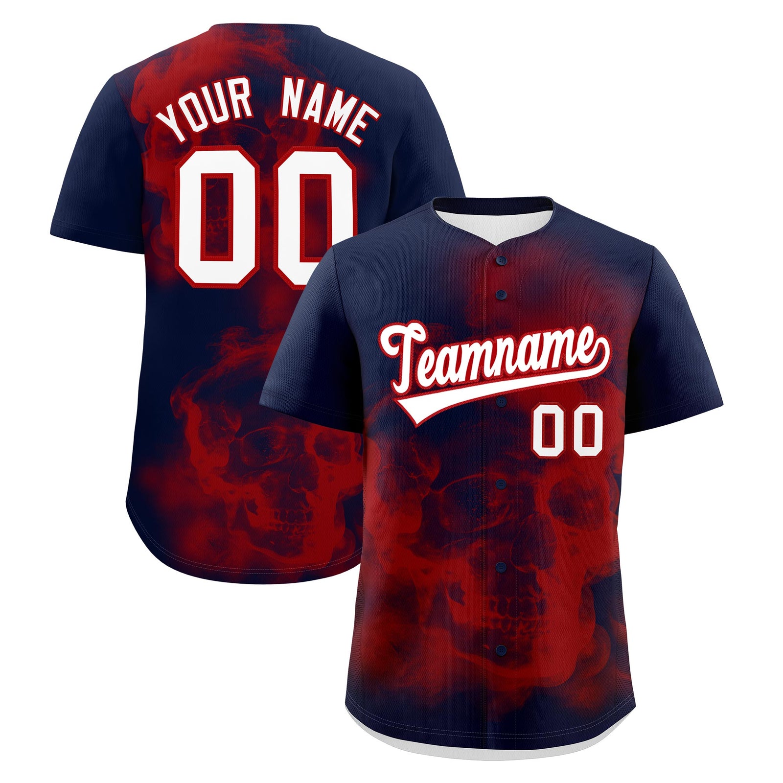 Custom Navy Red White skeleton Graffiti Pattern Lightweight Baseball Jersey| KXKSHOP