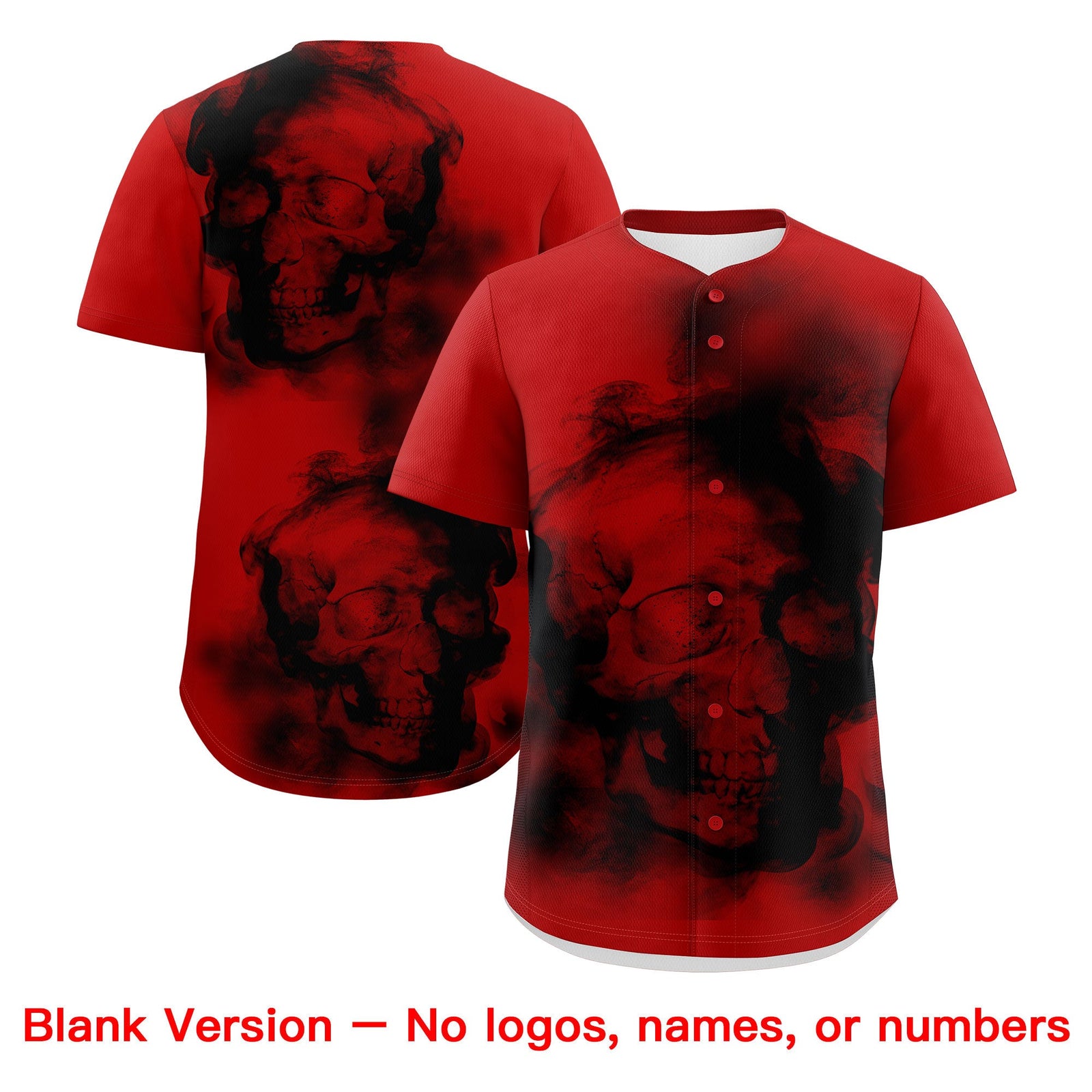 Custom Red Black White skeleton Graffiti Pattern Quick Dry Baseball Jersey| KXKSHOP