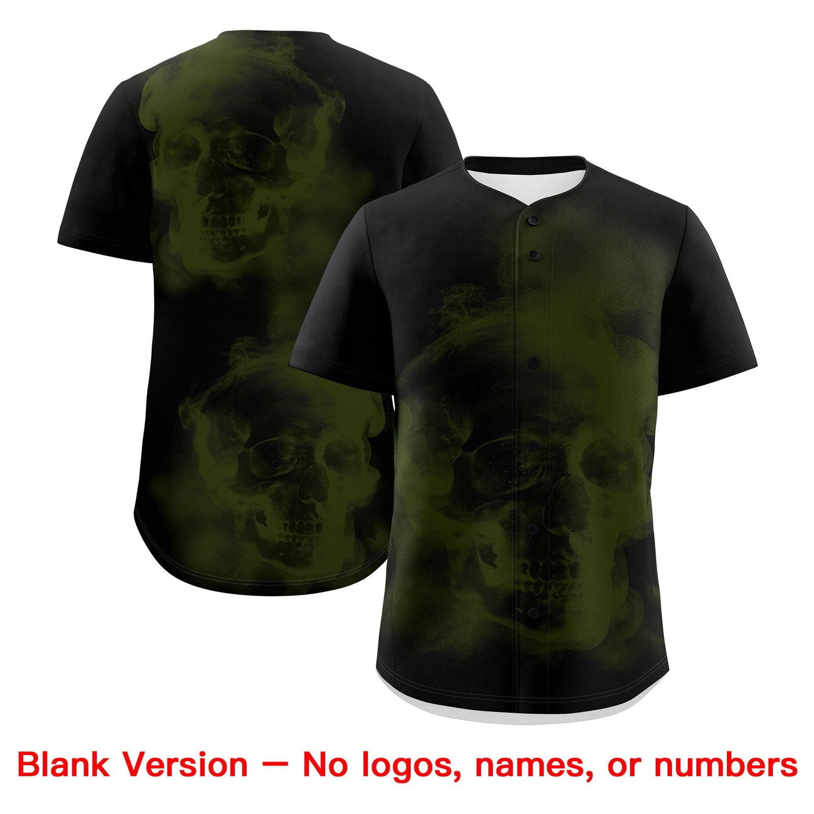 Custom Black Olive White skeleton Graffiti Pattern Lightweight Baseball Jersey| KXKSHOP