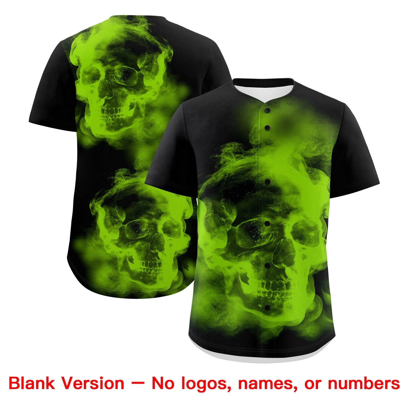 Custom Black Neon Green White skeleton Graffiti Pattern Lightweight Baseball Jersey| KXKSHOP