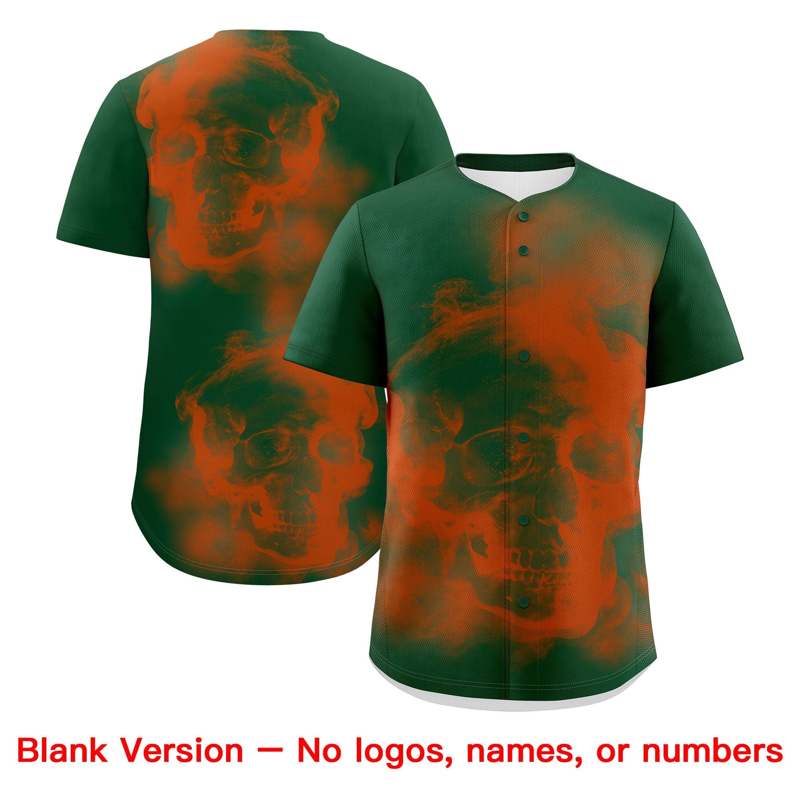 Custom Dark Green Orange White skeleton Graffiti Pattern Quick Dry Baseball Jersey| KXKSHOP