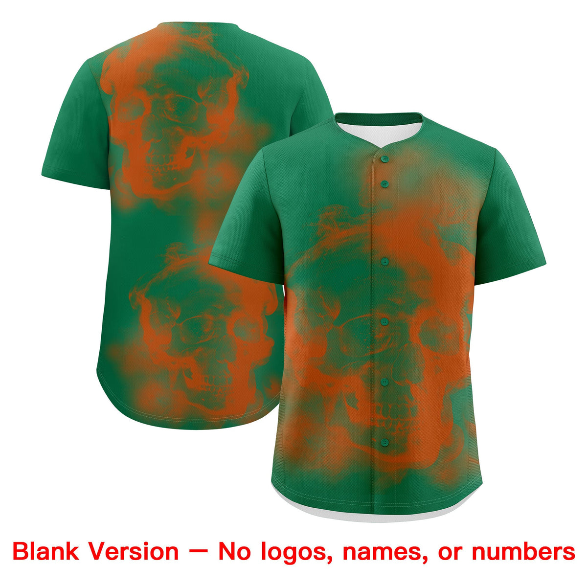 Custom Kelly Green Orange White skeleton Graffiti Pattern Lightweight Baseball Jersey| KXKSHOP