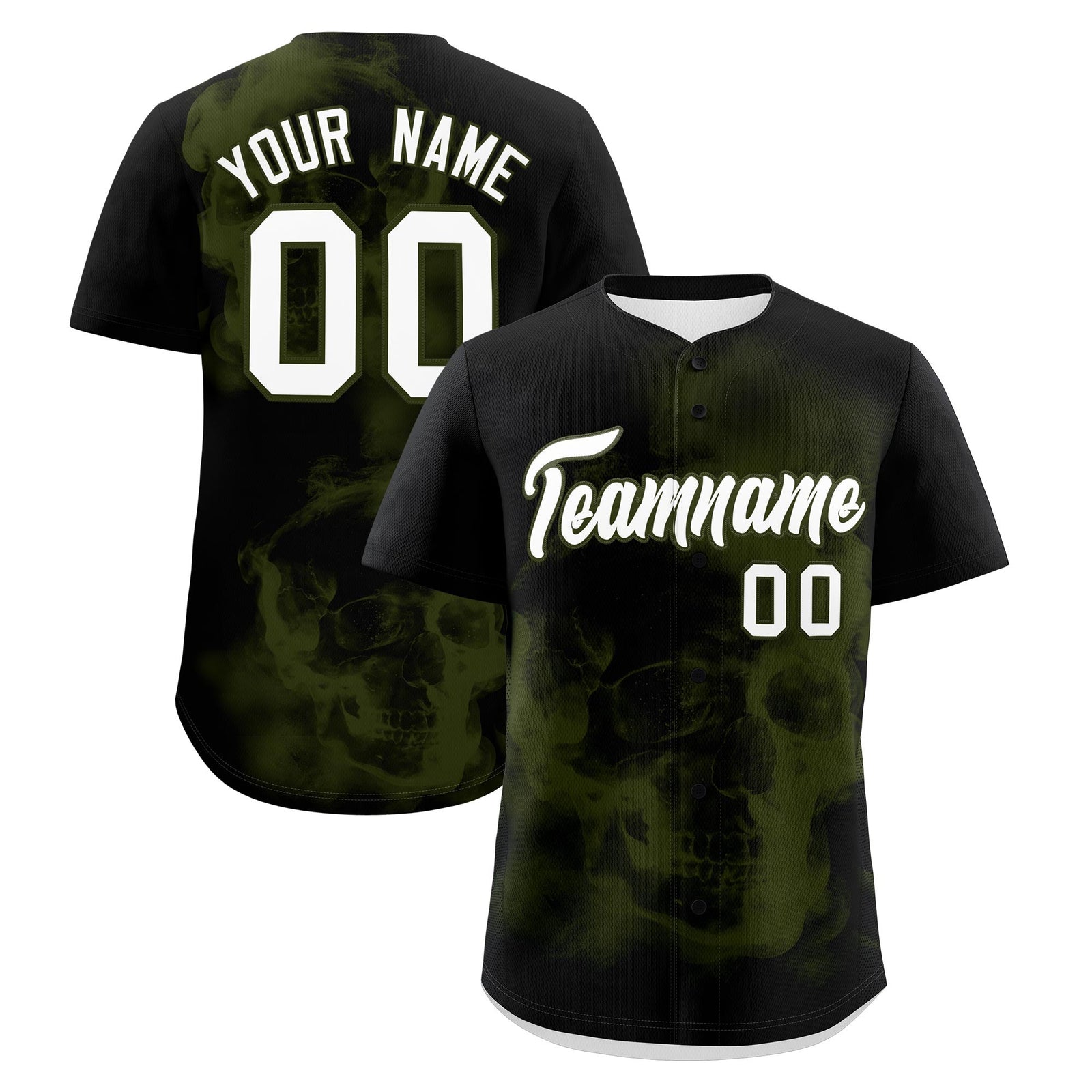 Custom Black Olive White skeleton Graffiti Pattern Lightweight Baseball Jersey| KXKSHOP