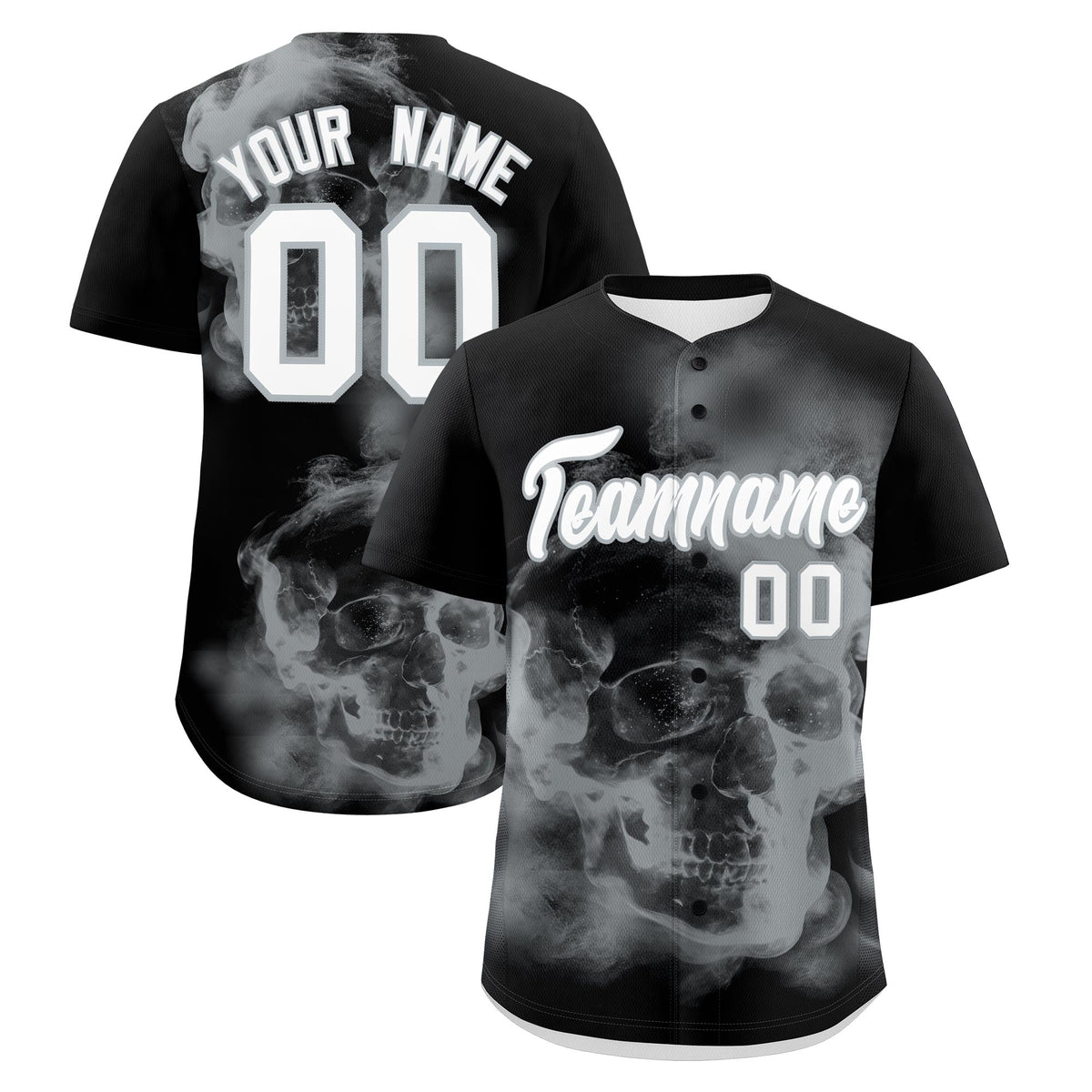 Custom Black Silver White skeleton Graffiti Pattern Lightweight Baseball Jersey| KXKSHOP