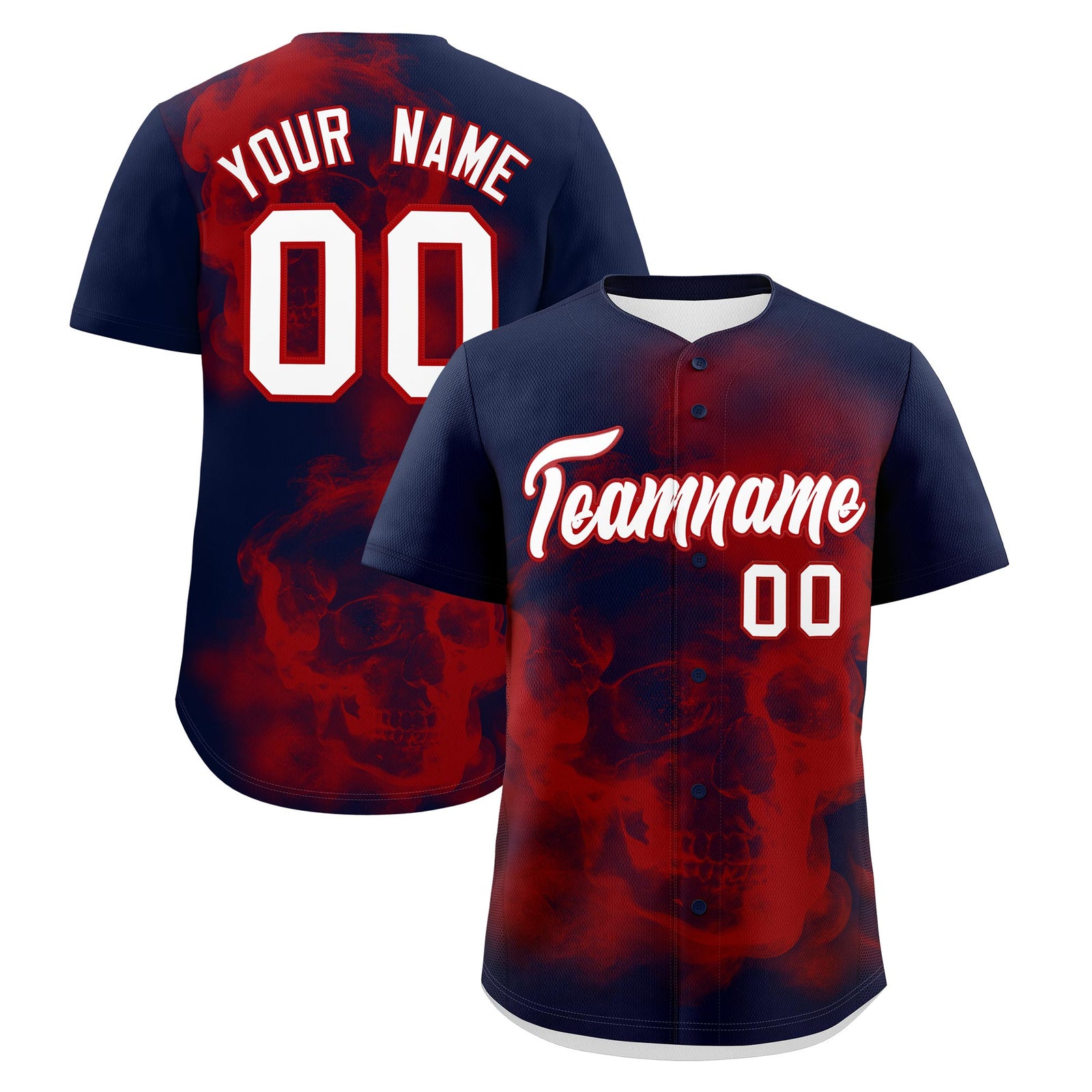 Custom Navy Red White skeleton Graffiti Pattern Lightweight Baseball Jersey| KXKSHOP