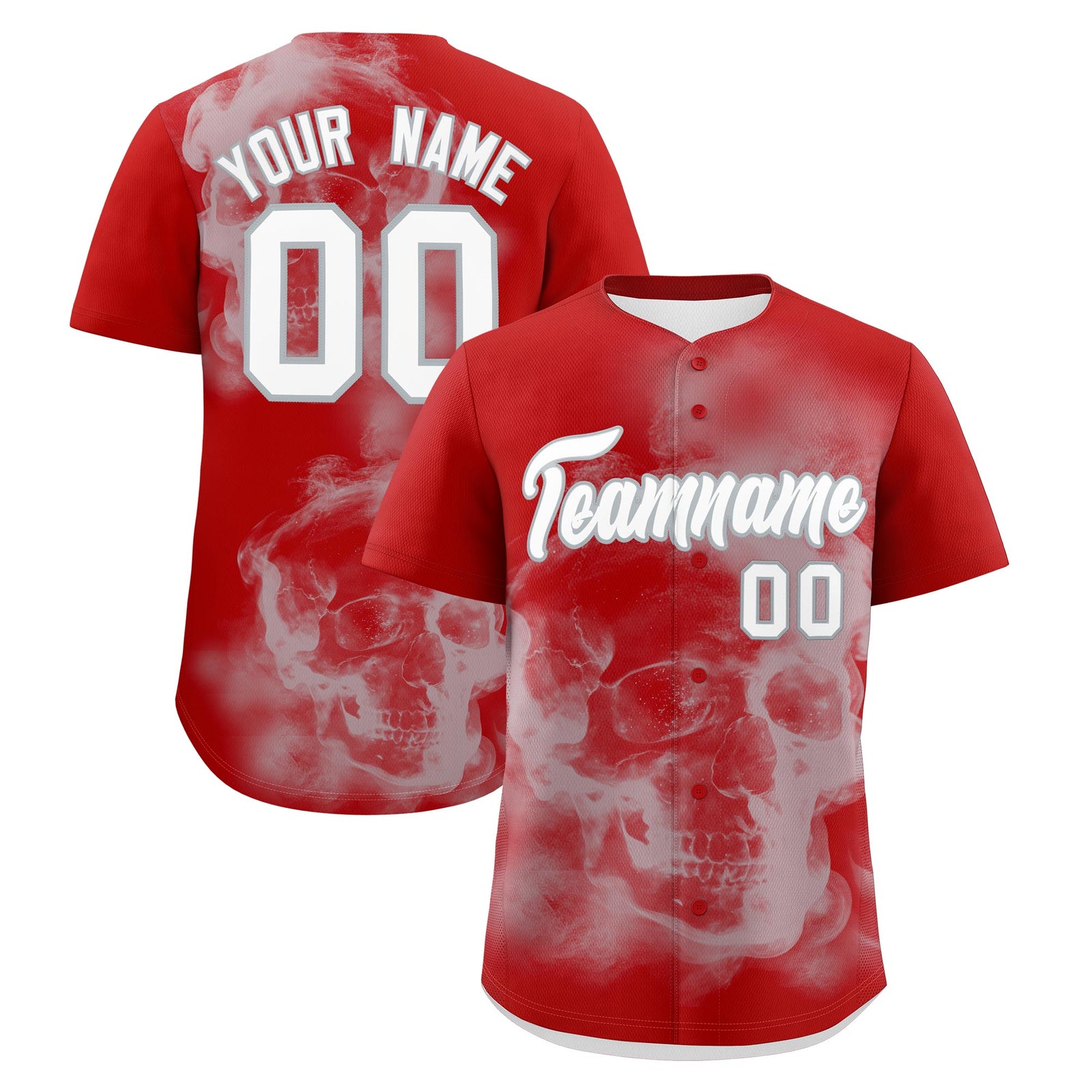 Custom Red Silver White skeleton Graffiti Pattern Lightweight Baseball Jersey| KXKSHOP