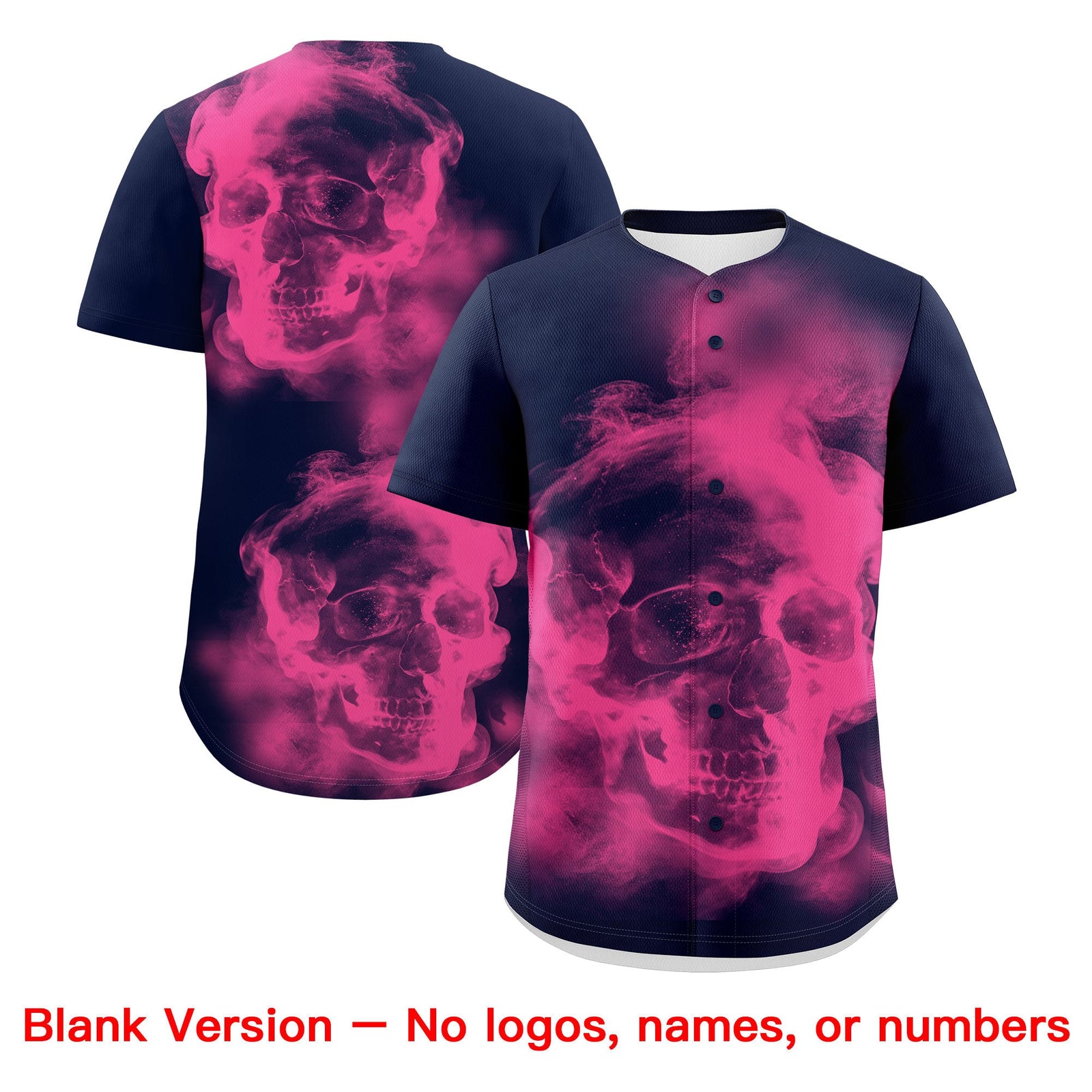 Custom Navy Pink White skeleton Graffiti Pattern Quick Dry Baseball Jersey| KXKSHOP