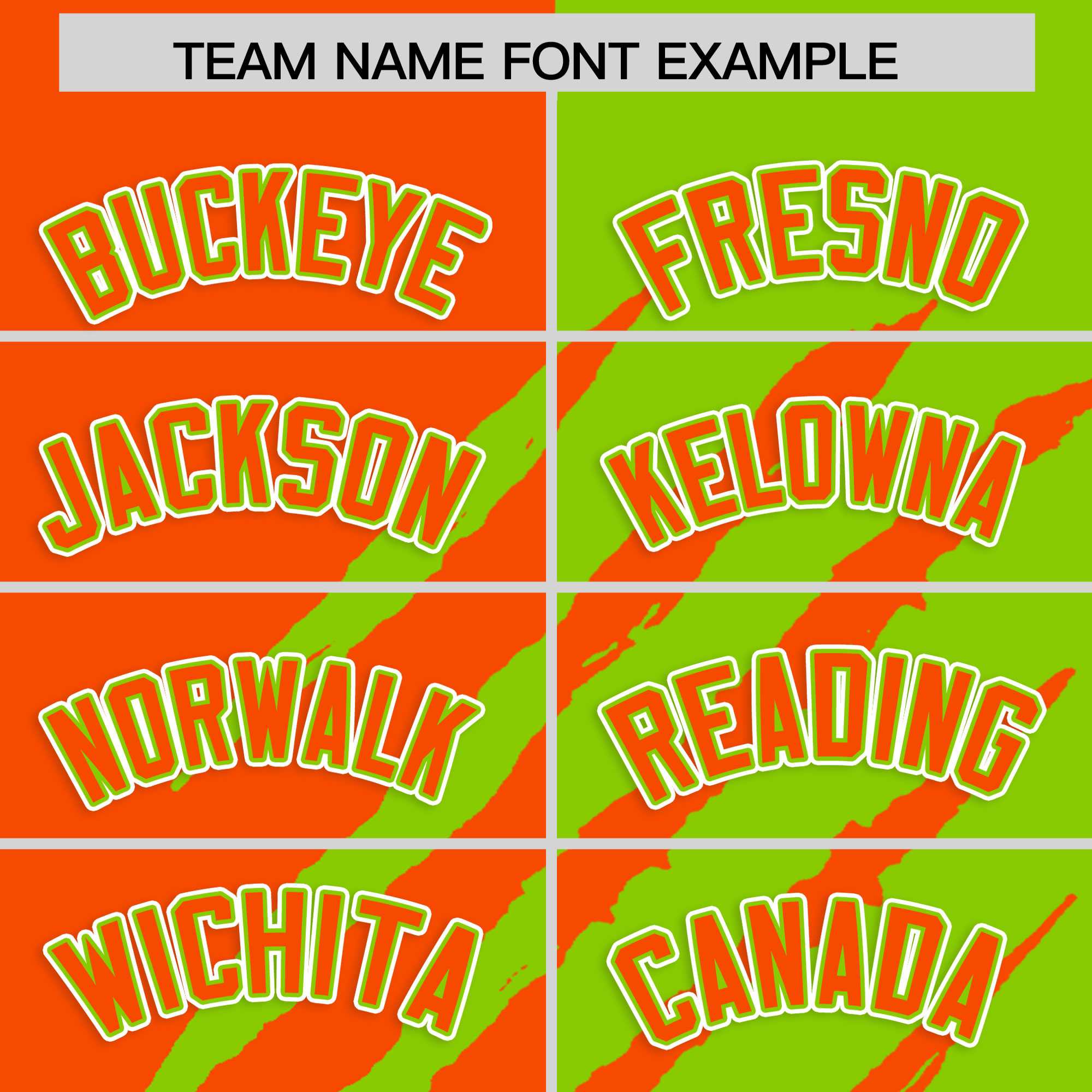 Custom Orange Neon Green Split Tiger Claw Scratch Pattern Baseball Jersey