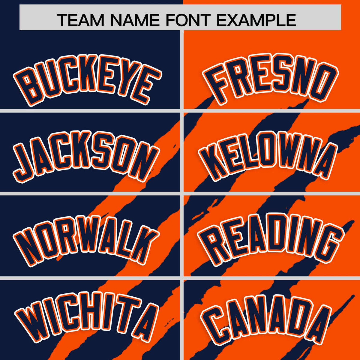 Custom Navy Orange Split Tiger Claw Scratch Pattern Baseball Jersey