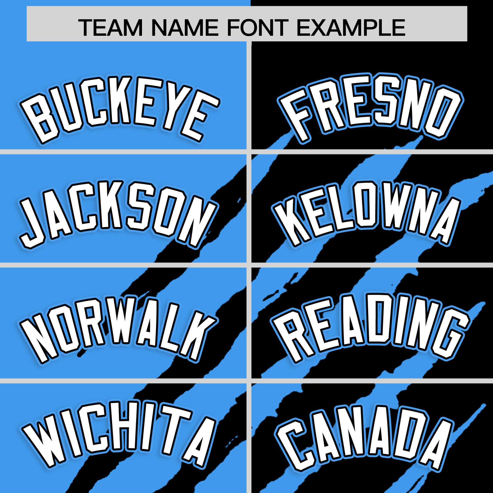 Custom Powder Blue Black Split Tiger Claw Scratch Pattern Baseball Jersey