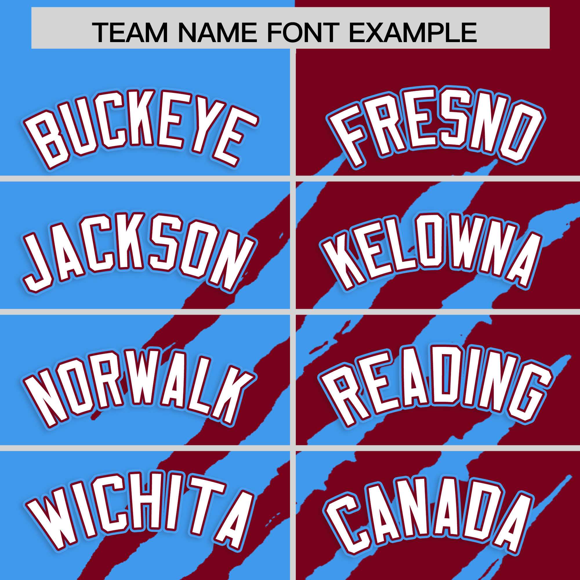 Custom Powder Blue Crimson Split Tiger Claw Scratch Pattern Baseball Jersey