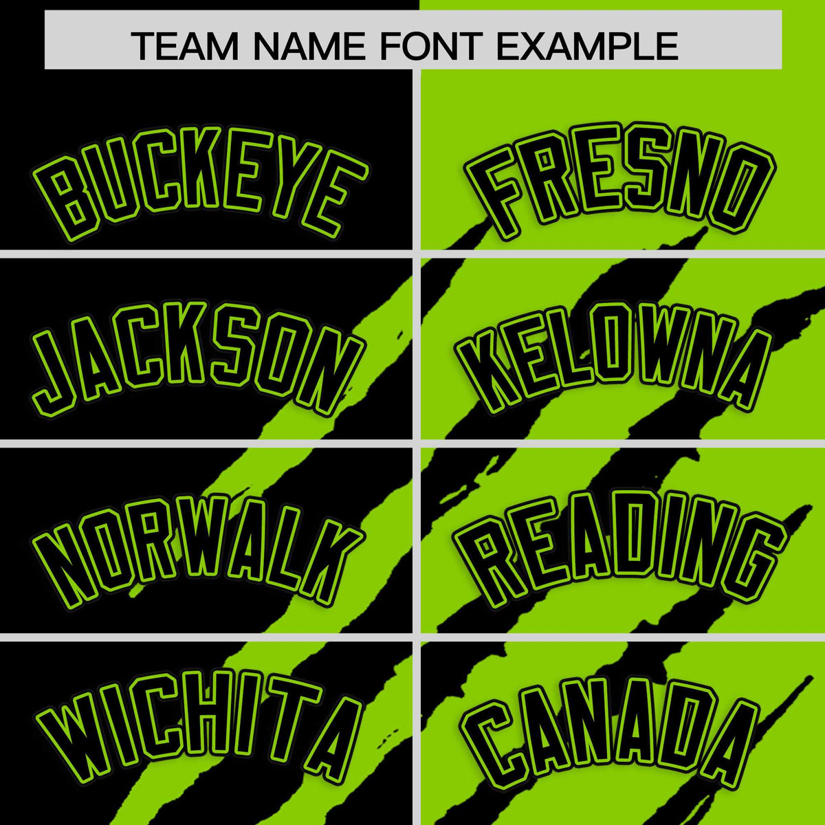 Custom Black Neon Green Split Tiger Claw Scratch Pattern Baseball Jersey
