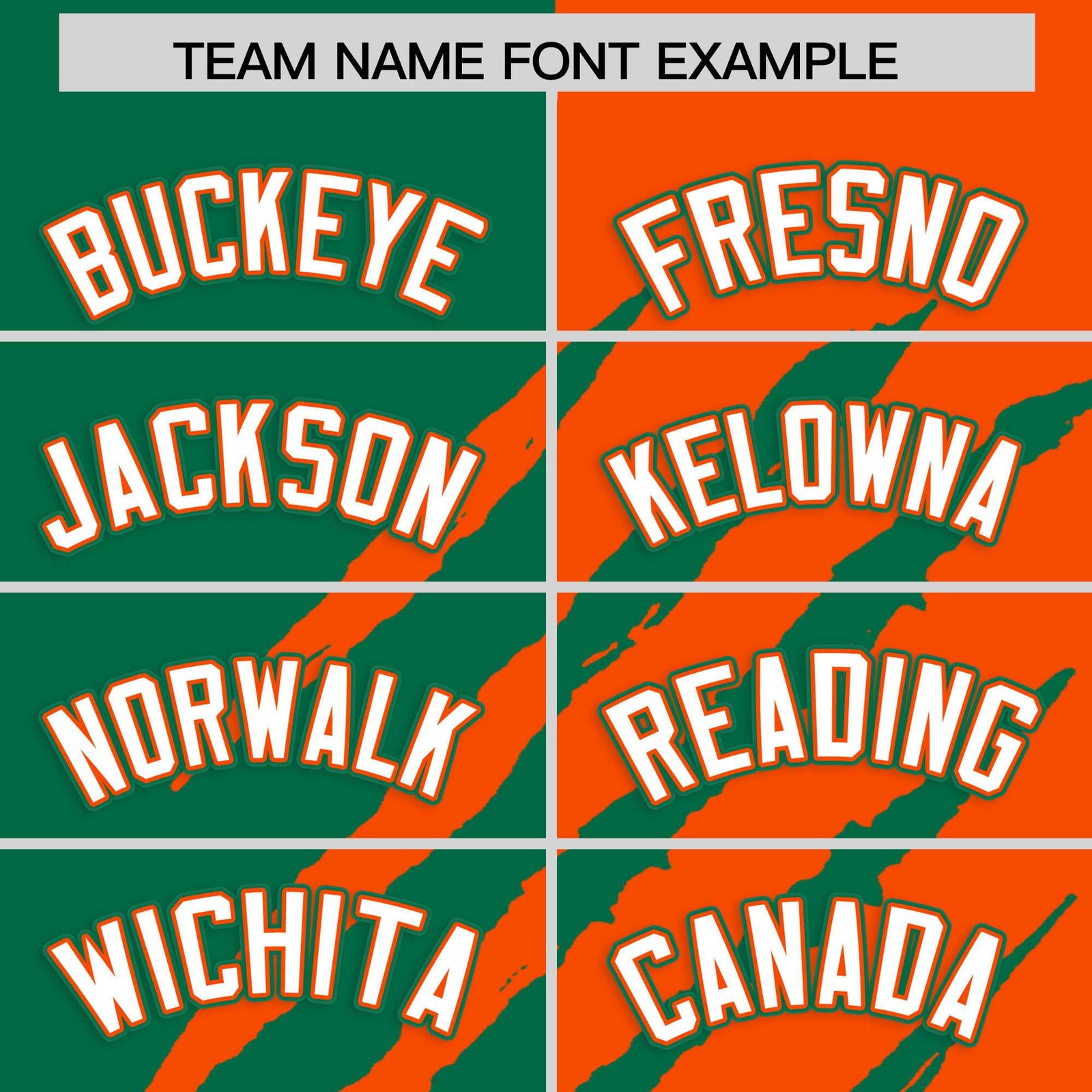 Custom Kelly Green Orange Split Tiger Claw Scratch Pattern Baseball Jersey
