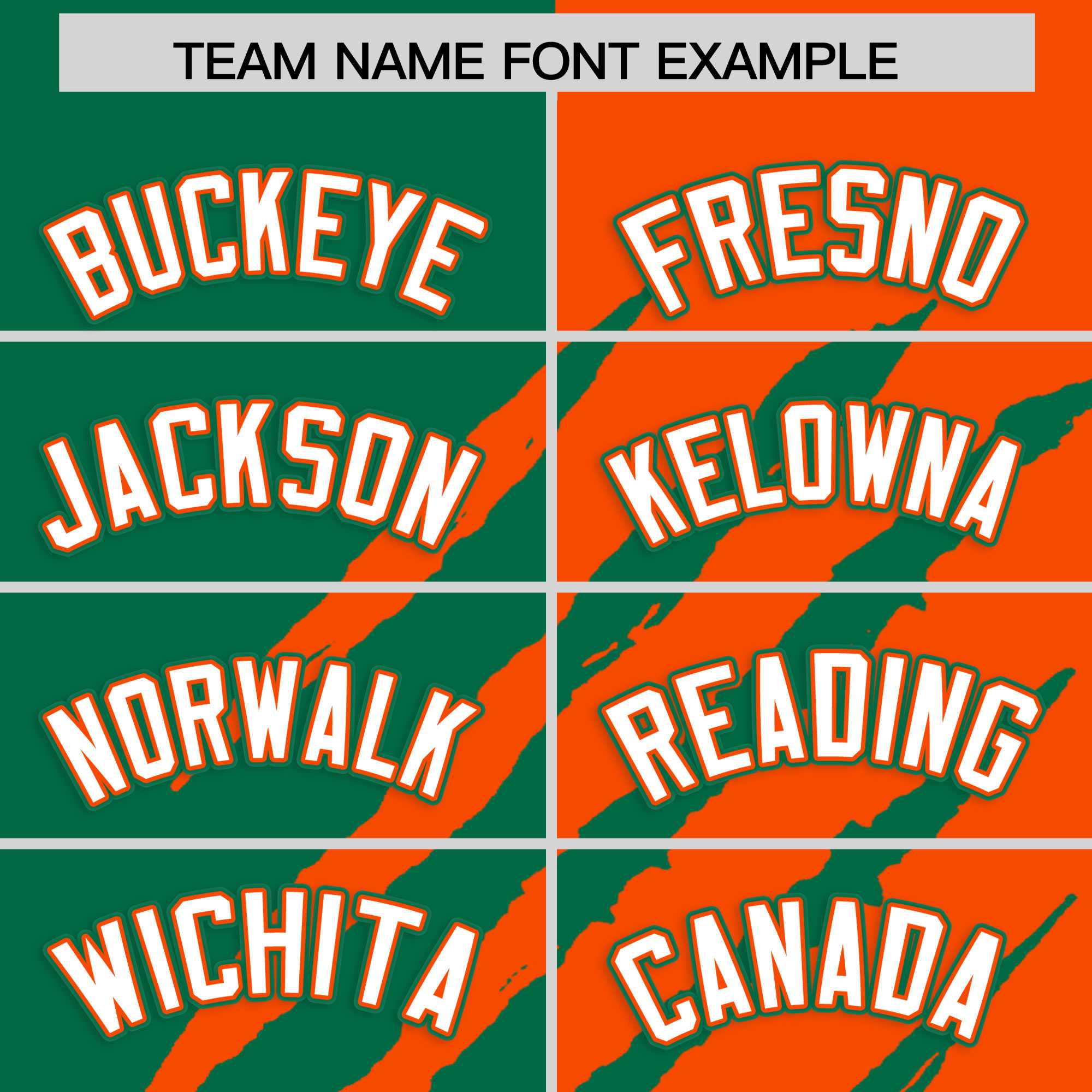Custom Kelly Green Orange Split Tiger Claw Scratch Pattern Baseball Jersey