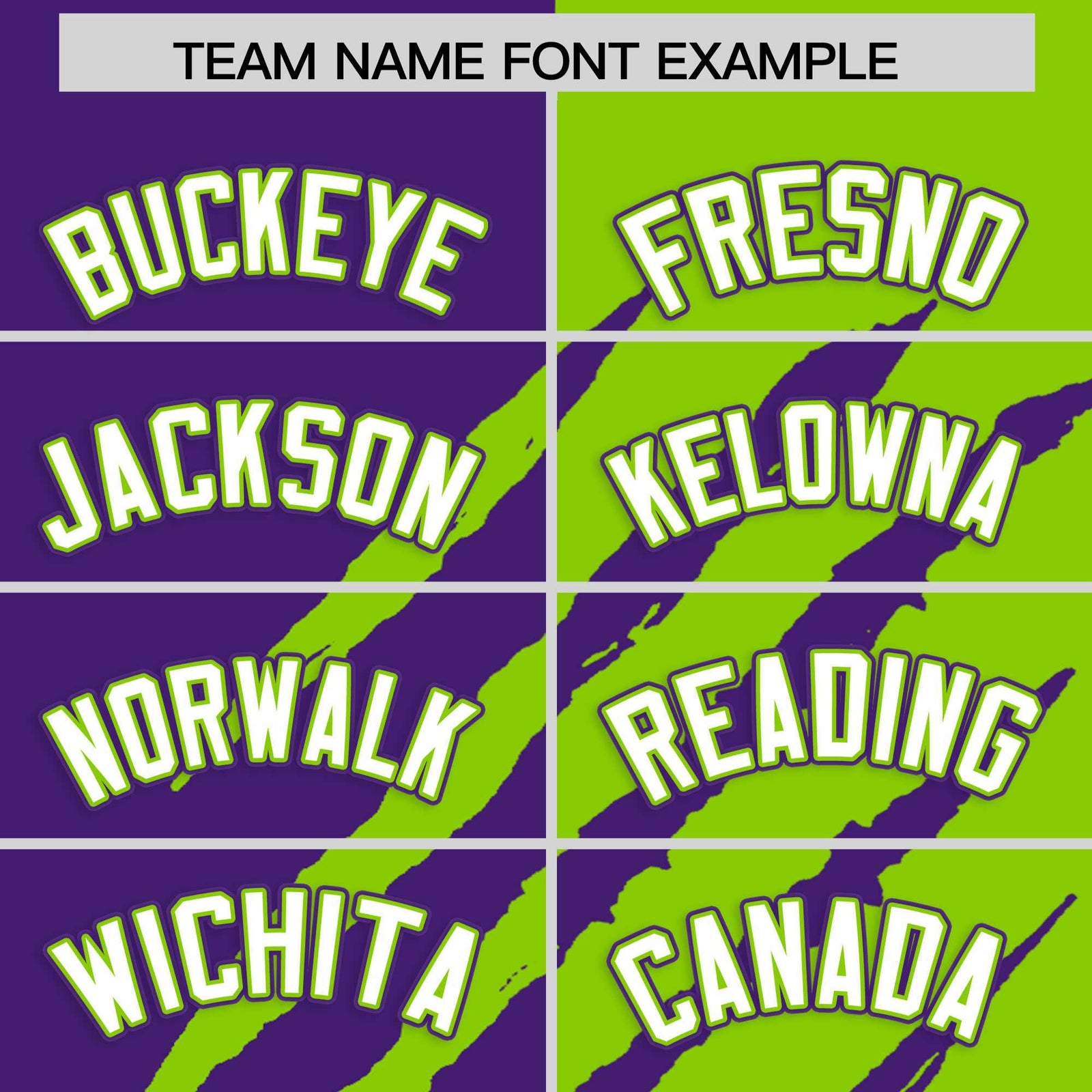 Custom Purple Neon Green Split Tiger Claw Scratch Pattern Baseball Jersey