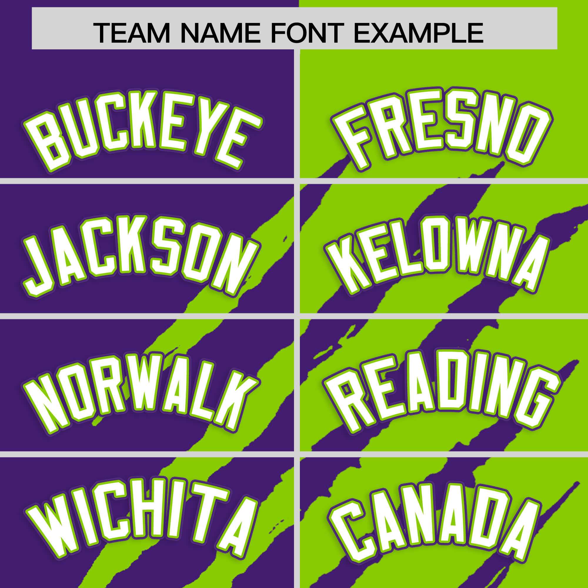Custom Purple Neon Green Split Tiger Claw Scratch Pattern Baseball Jersey