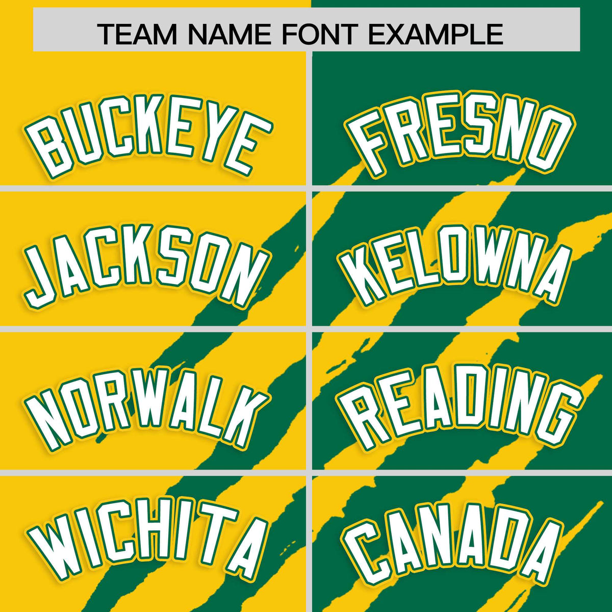 Custom Gold Kelly Green Split Tiger Claw Scratch Pattern Baseball Jersey