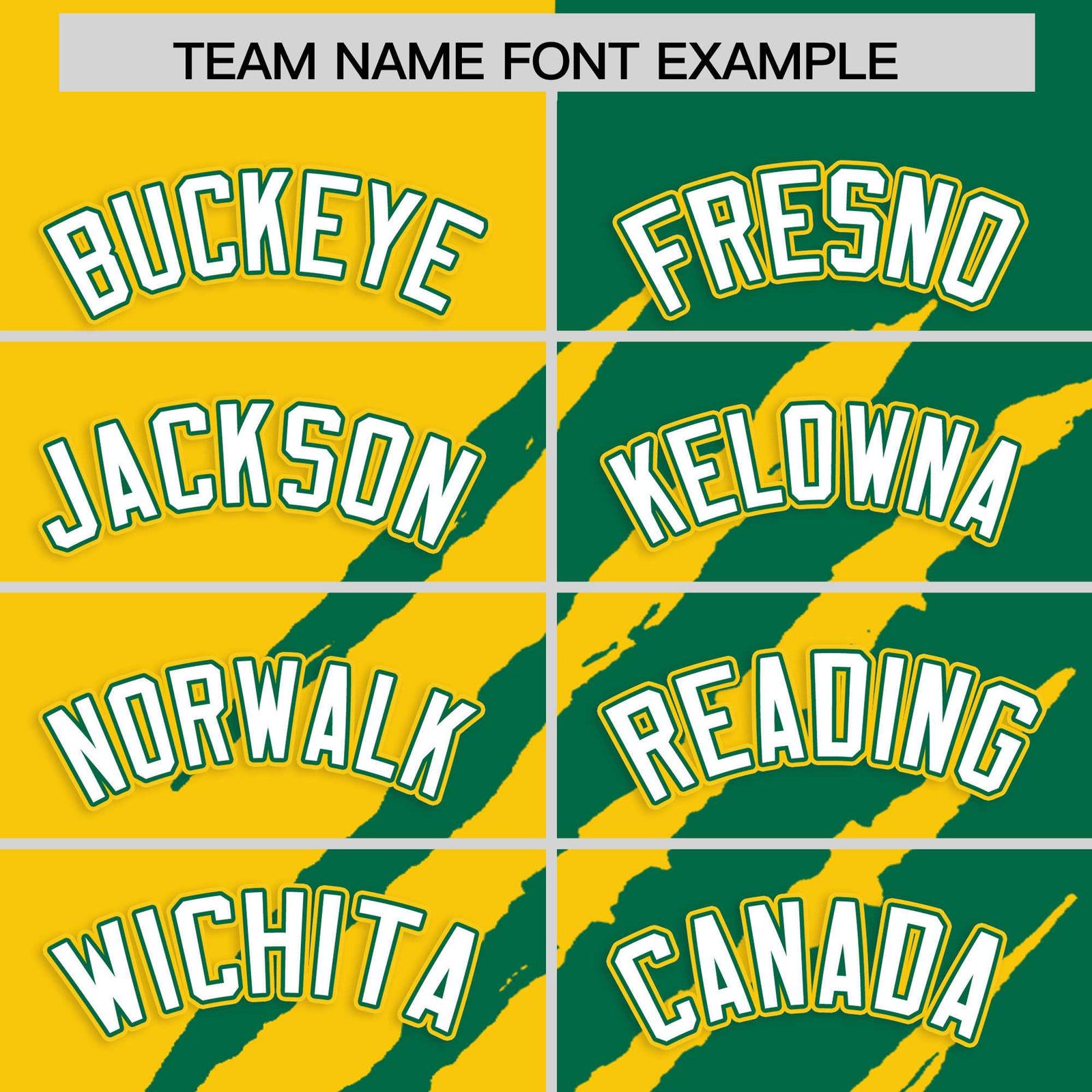 Custom Gold Kelly Green Split Tiger Claw Scratch Pattern Baseball Jersey