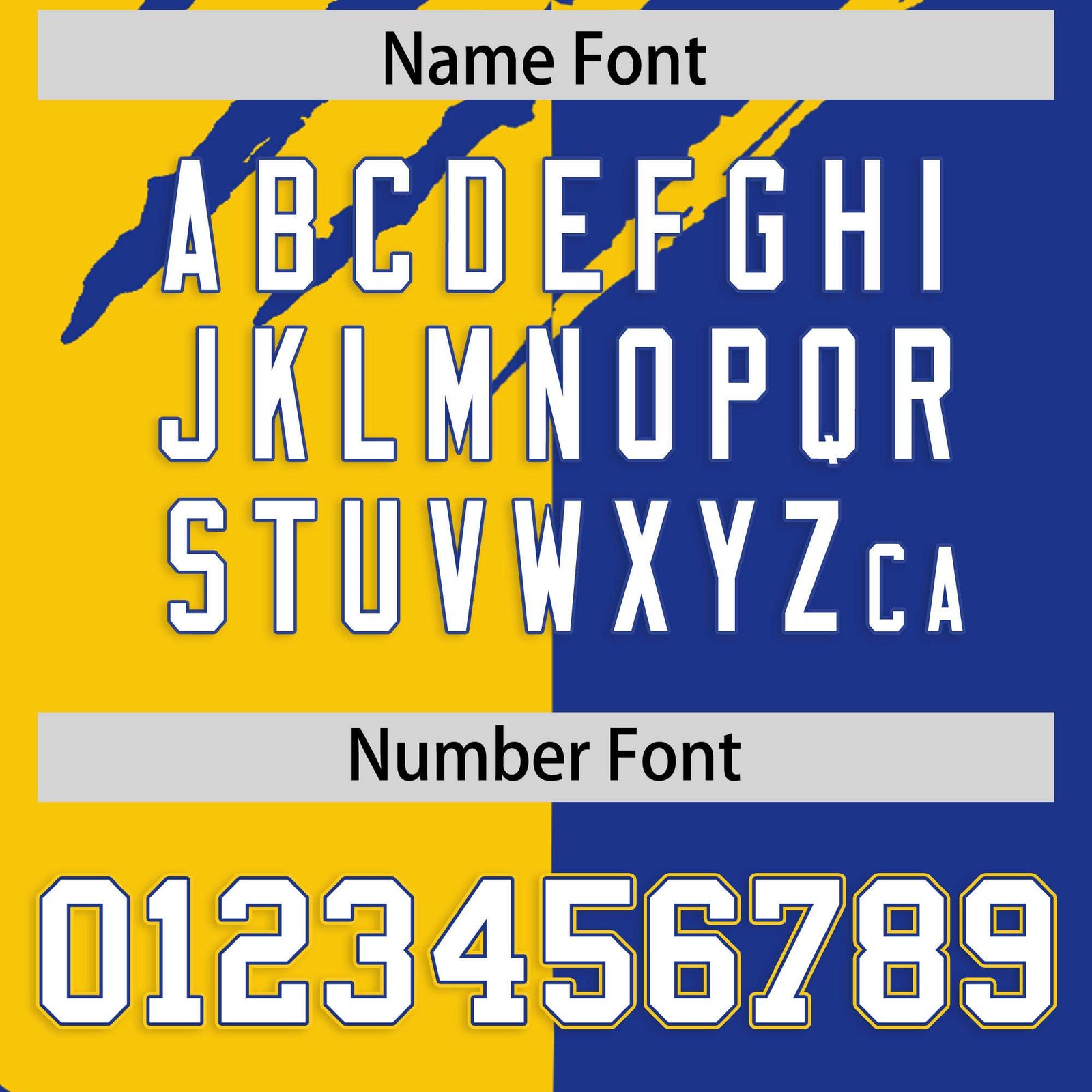 Custom Gold Royal Blue Split Tiger Claw Scratch Pattern Baseball Jersey