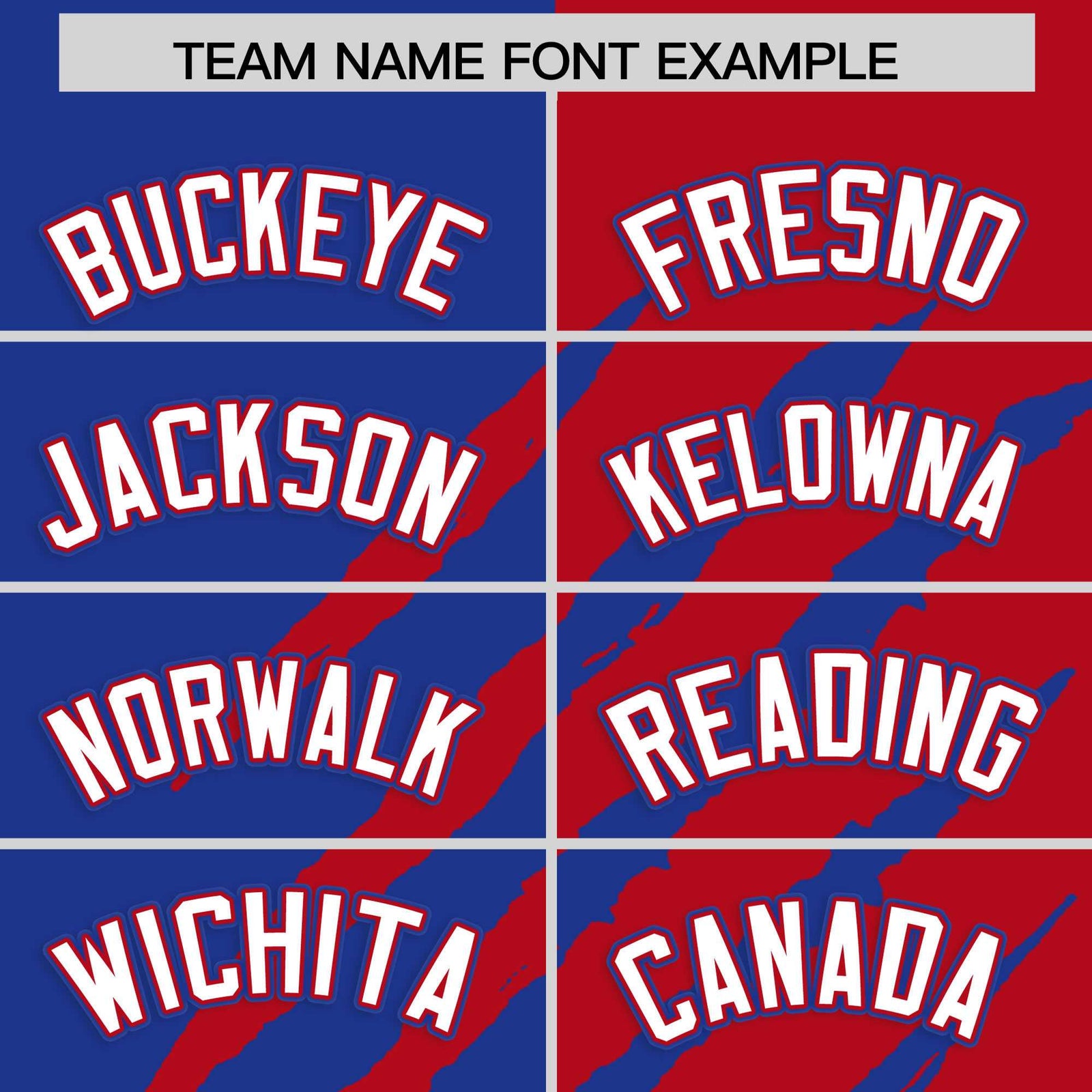 Custom Royal Blue Red Split Tiger Claw Scratch Pattern Baseball Jersey