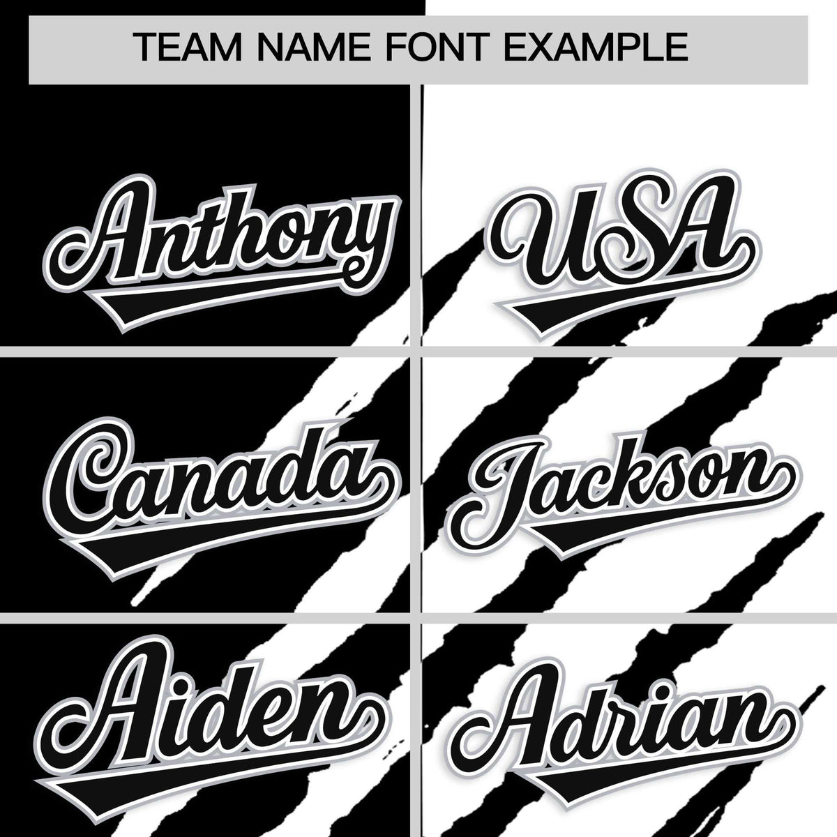 Custom Black White Split Tiger Claw Scratch Pattern Baseball Jersey