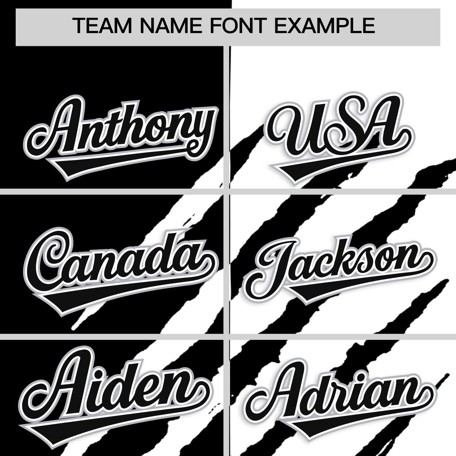 Custom Black White Split Tiger Claw Scratch Pattern Baseball Jersey