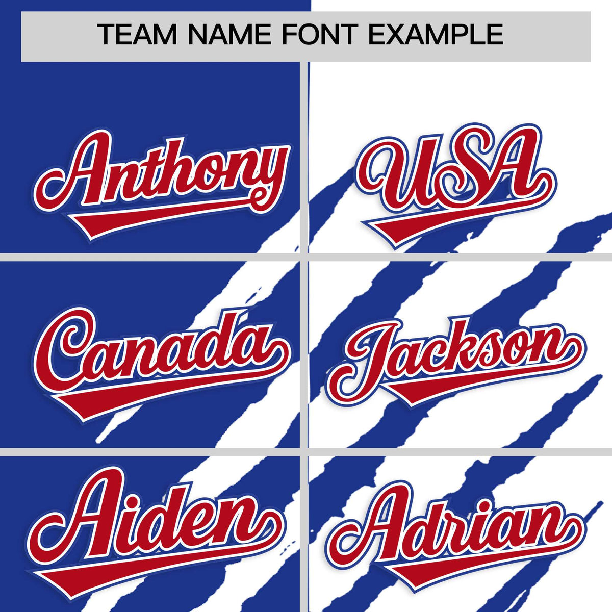 Custom Royal Blue White Split Tiger Claw Scratch Pattern Baseball Jersey