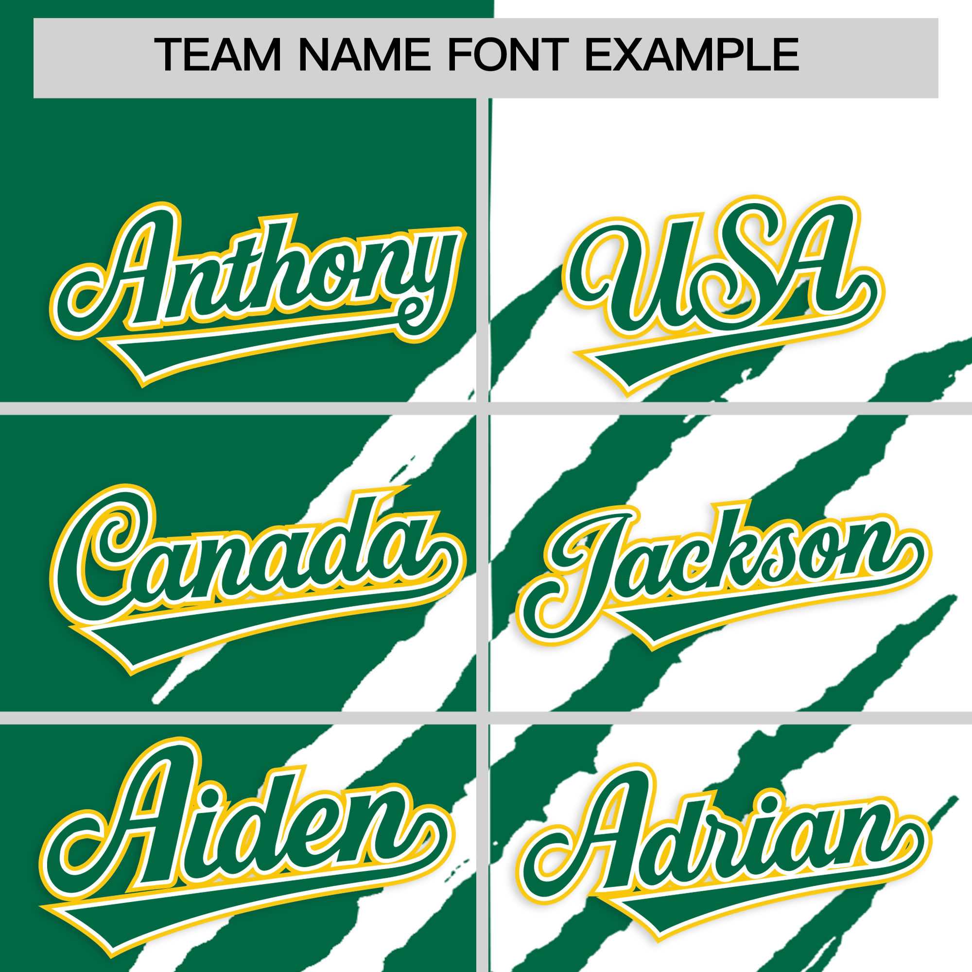 Custom Kelly Green White Split Tiger Claw Scratch Pattern Baseball Jersey