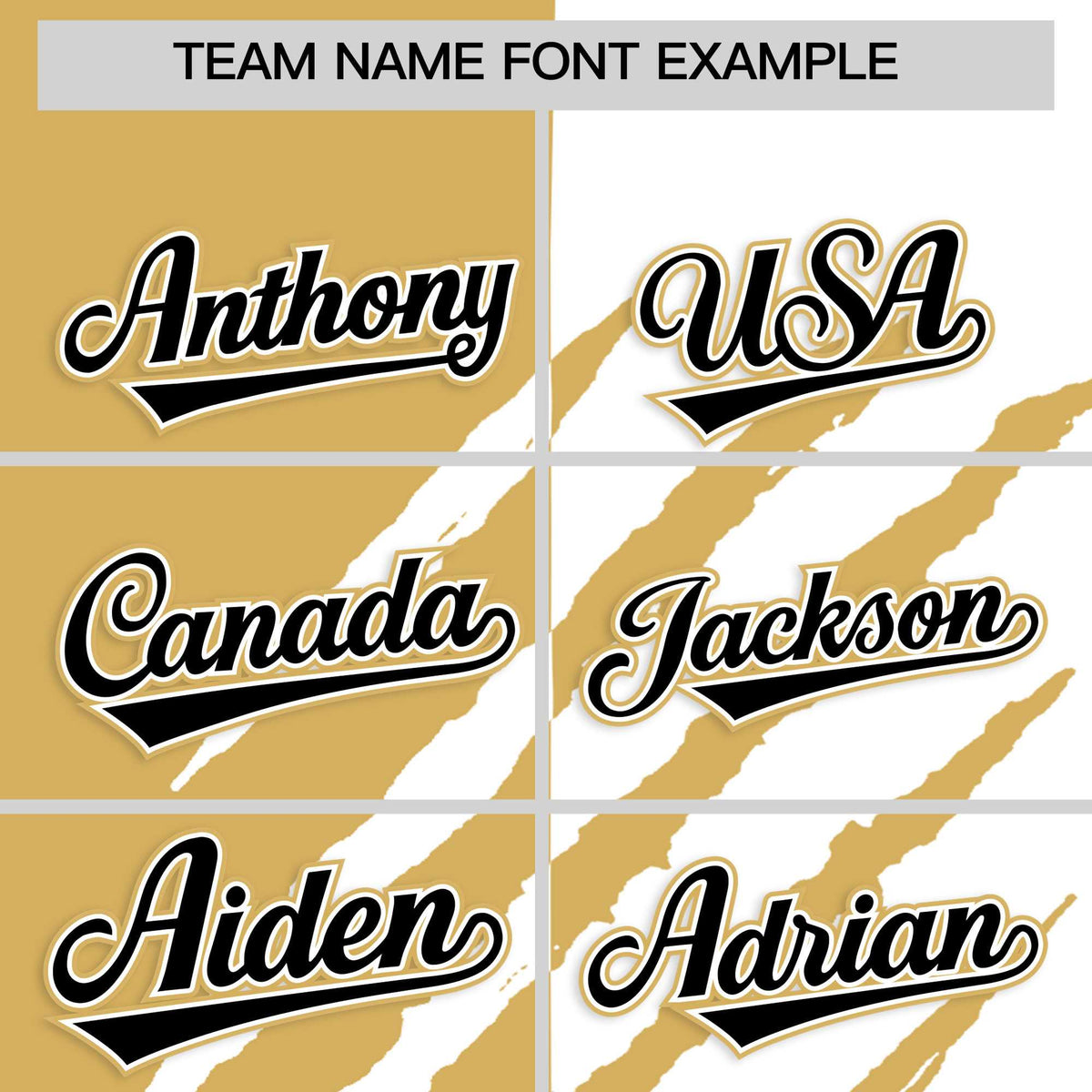 Custom Old Gold White Split Tiger Claw Scratch Pattern Baseball Jersey