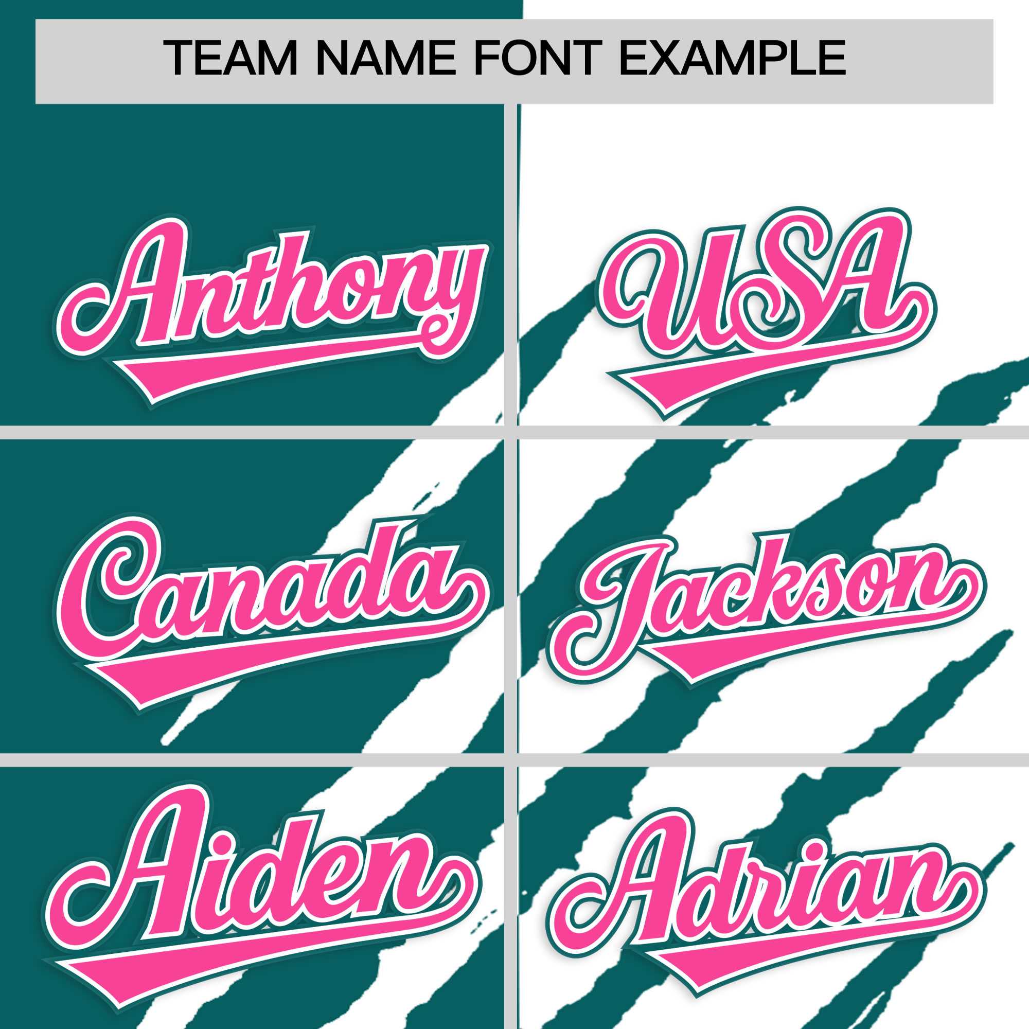 Custom Teal White Split Tiger Claw Scratch Pattern Baseball Jersey